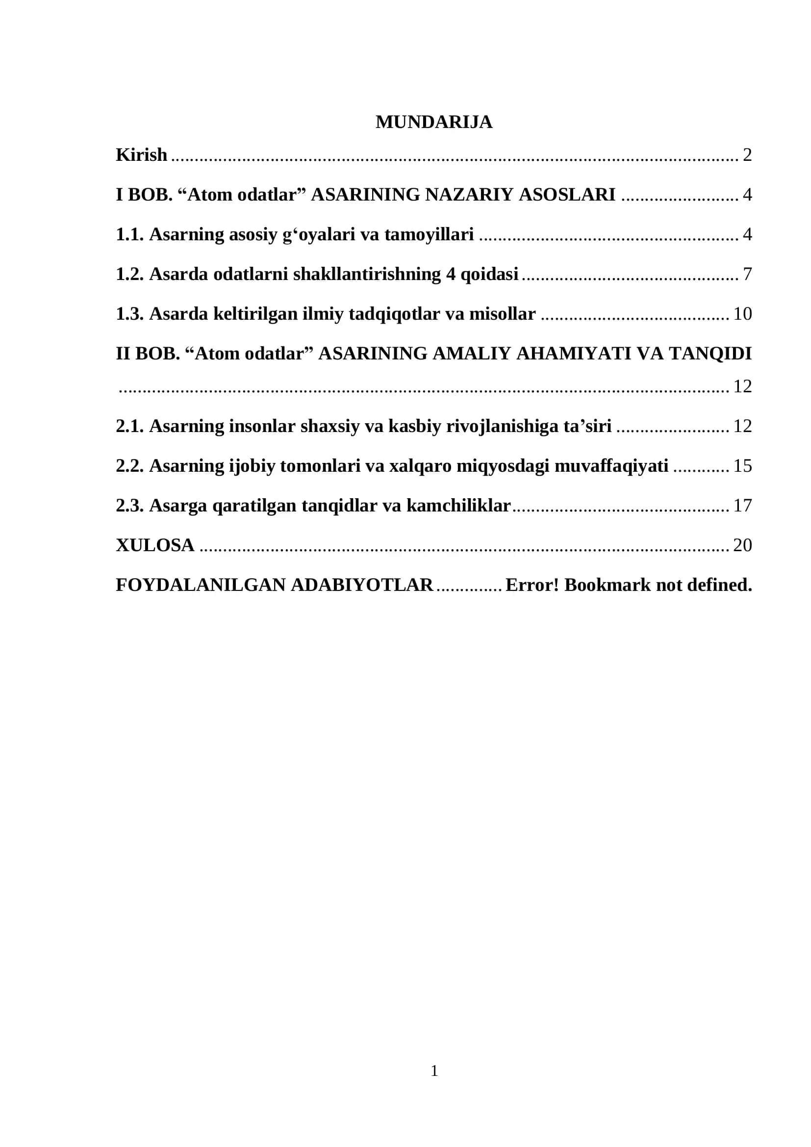 Atom odatlar asarining nazariy asoslari 1