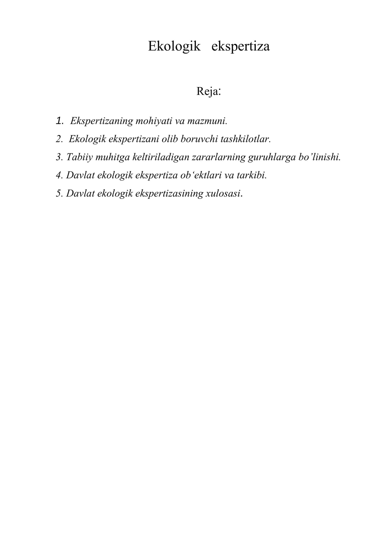 Ekologik ekspertiza 1