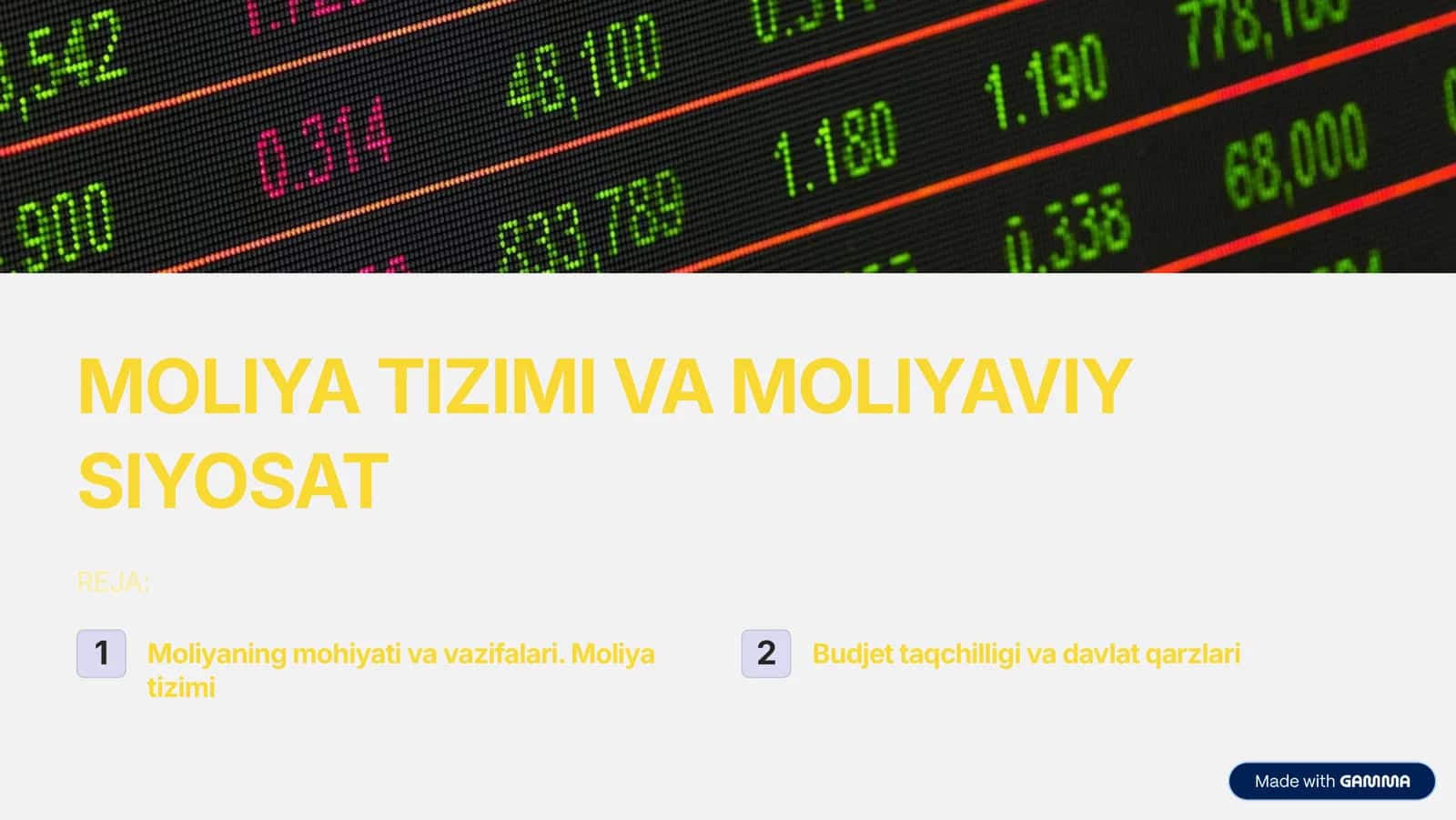 Moliya tizimi va moliyaviy siyosat 1