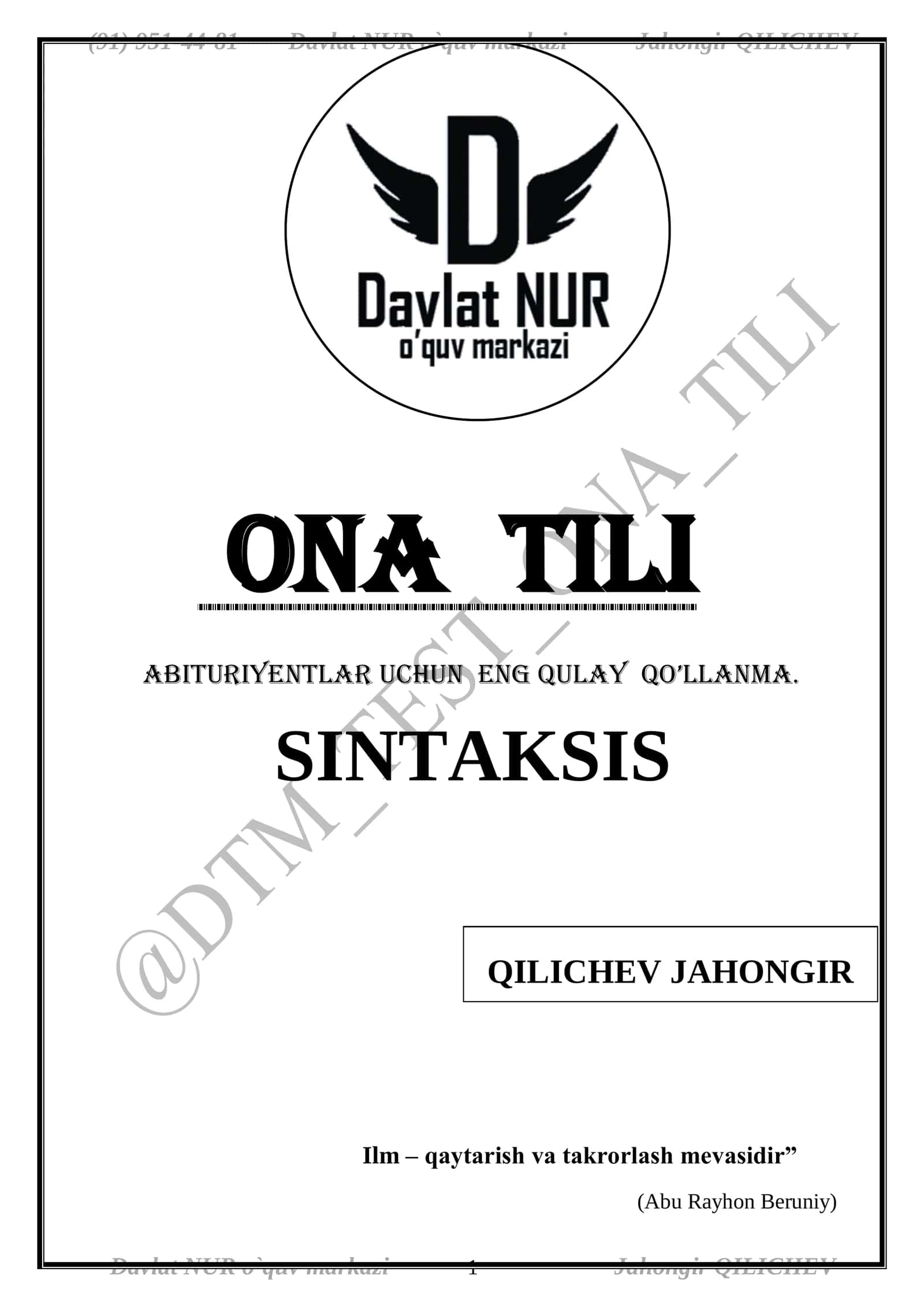 ONA TILI SINTAKSIS 1