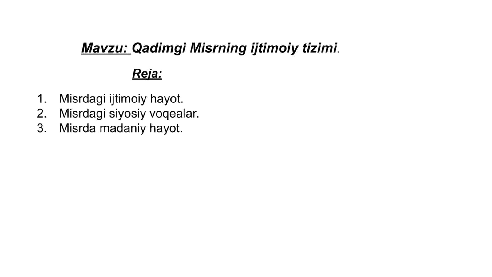 Qadimgi Misrning ijtimoiy tizimi. 1