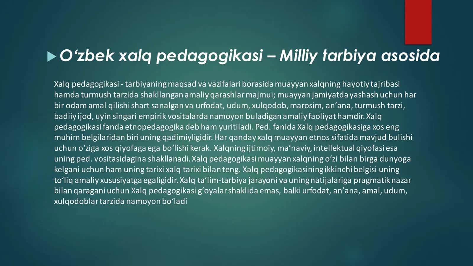 Xalq pedagogikasi - Milliy tarbiya asosida 1