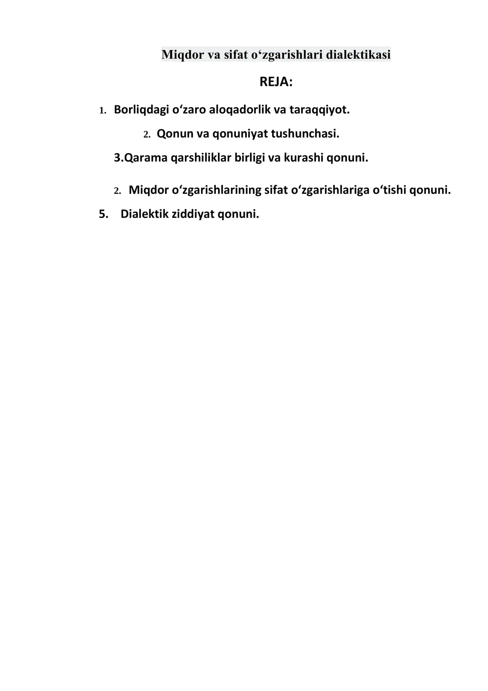 Miqdor va sifat o‘zgarishlari dialektikasi 1