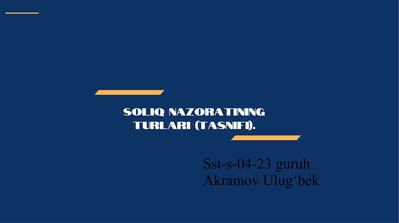 Soliq nazoratining turlari (tasnifi) 1