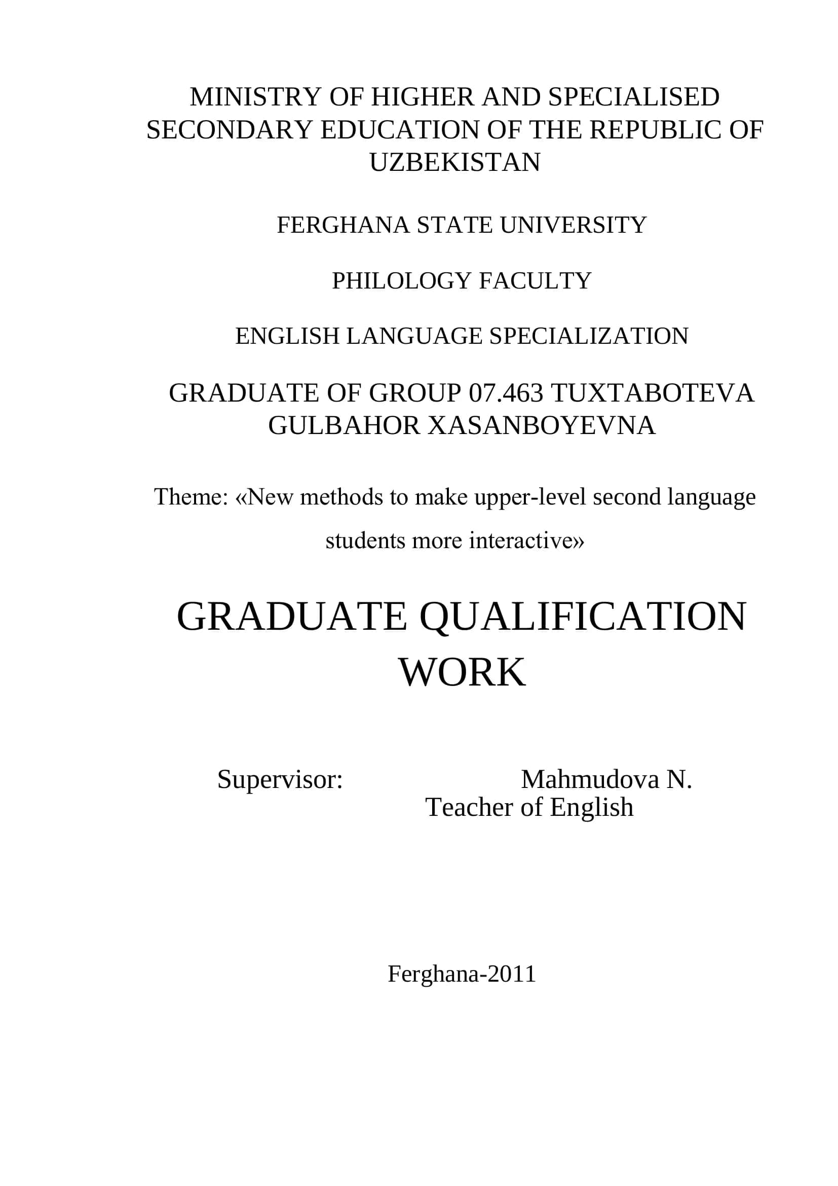 New methods to make upper-level second language students more interactive 1