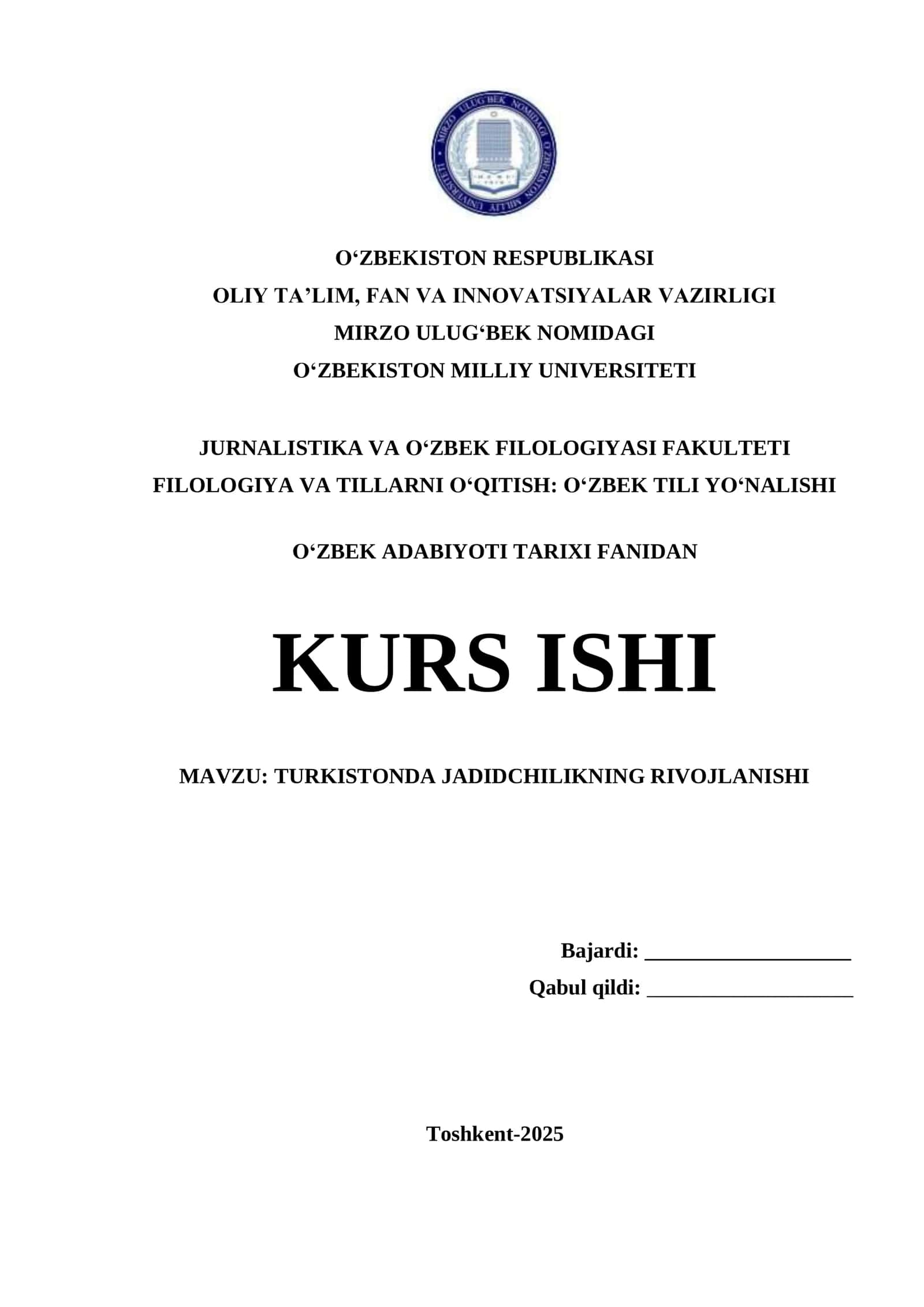 TURKISTONDA JADIDCHILIKNING RIVOJLANISHI 1