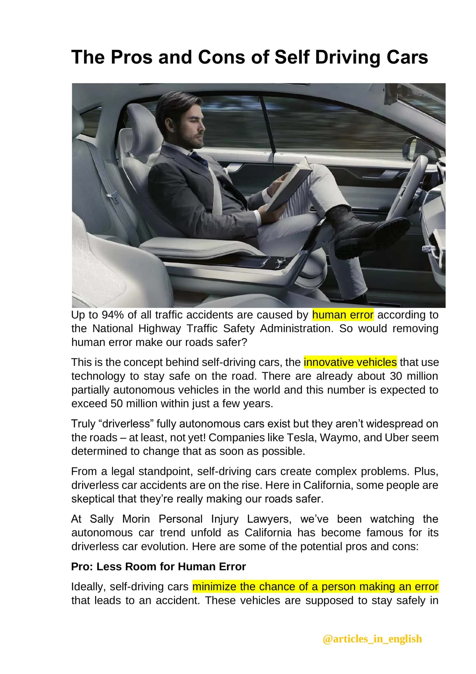 The Pros and Cons of Self Driving Cars 1