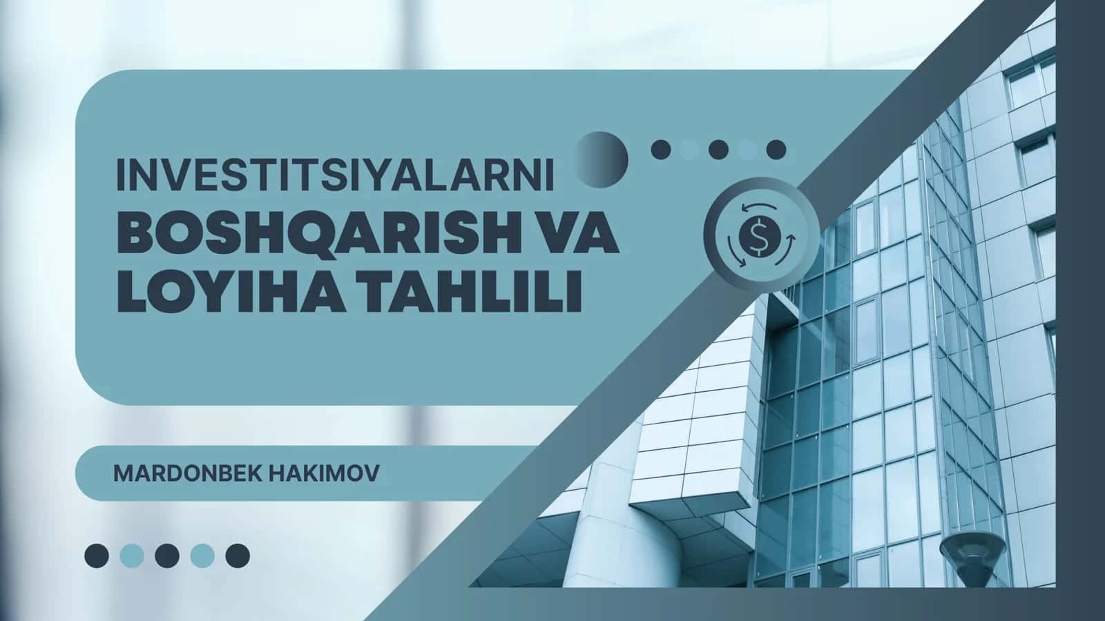 Investitsiyalarni boshqarish 1