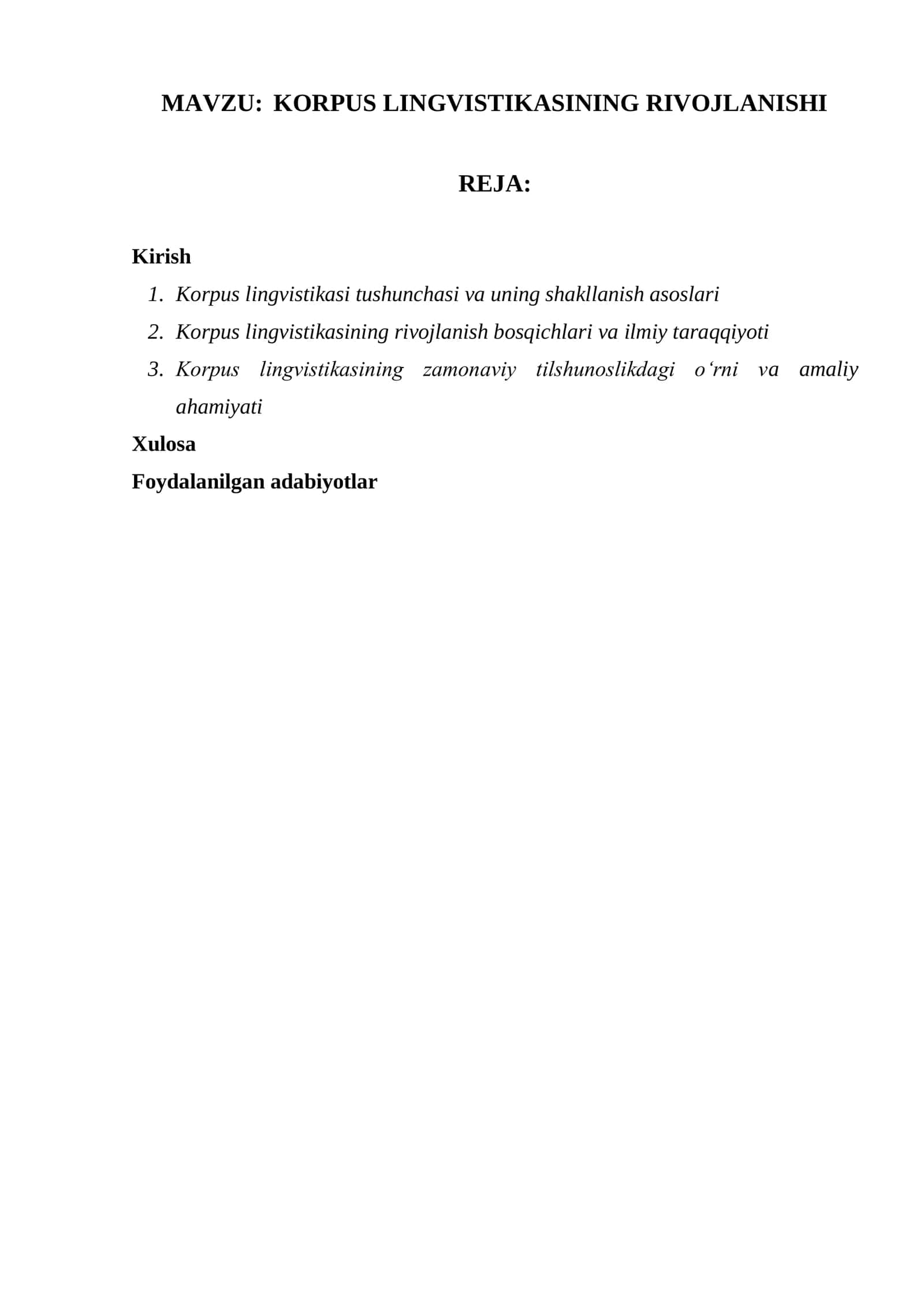 korpus lingvistikasining rivojlanishi 1
