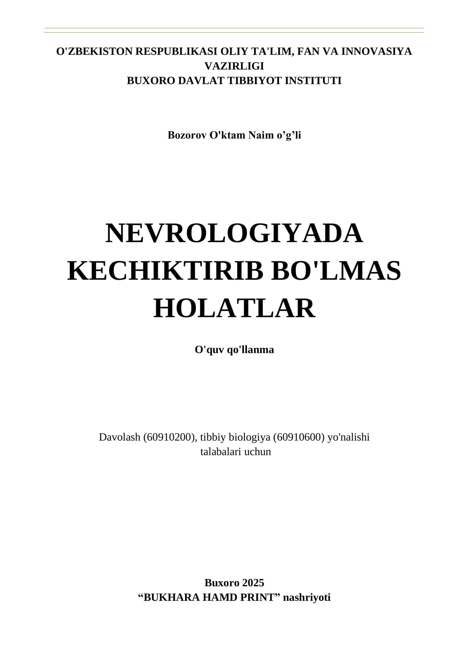 Nevrologiyada kechiktirib bo'lmas holatlar holatlar 1