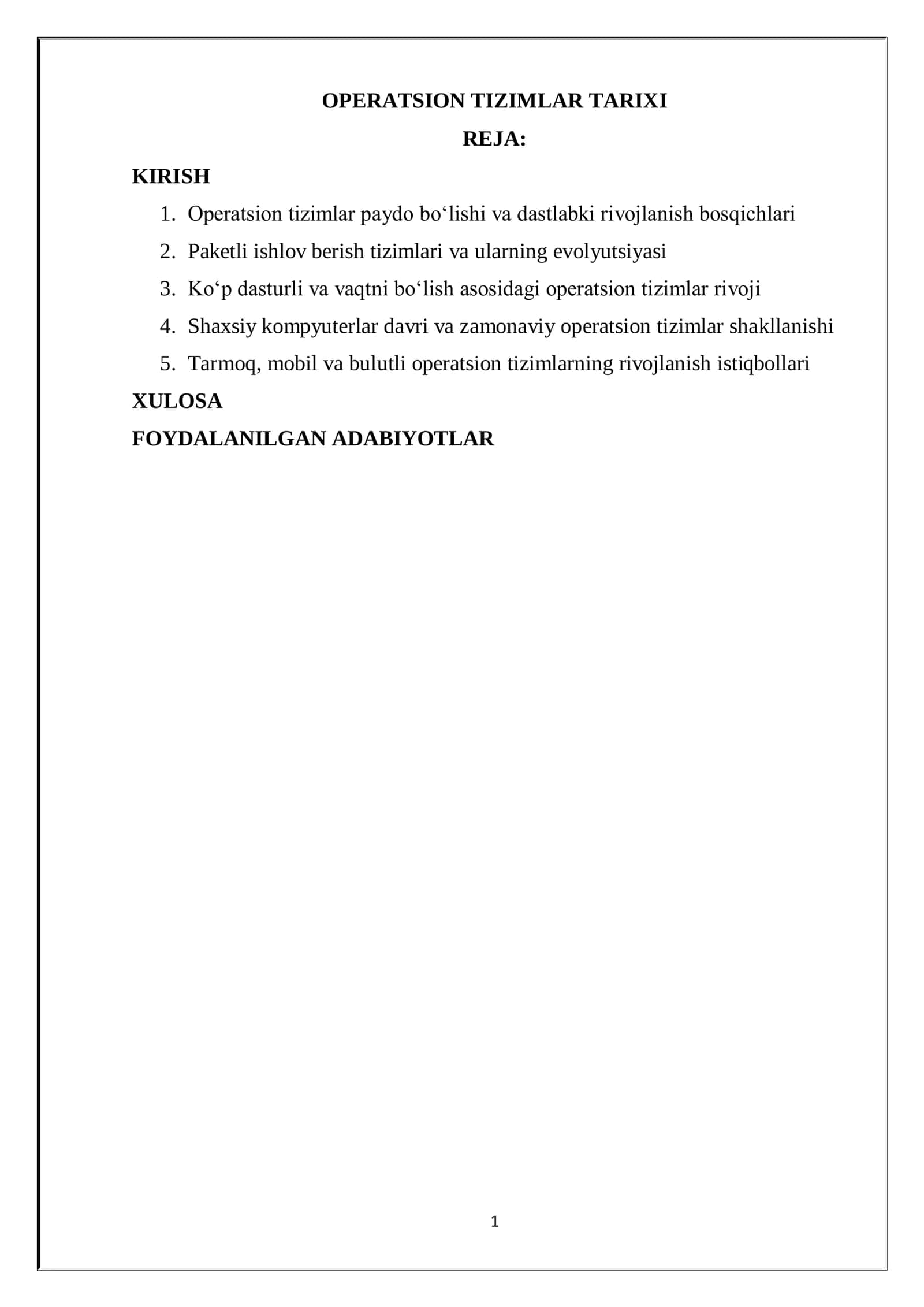 Operatsion tizimlar tarixi 1