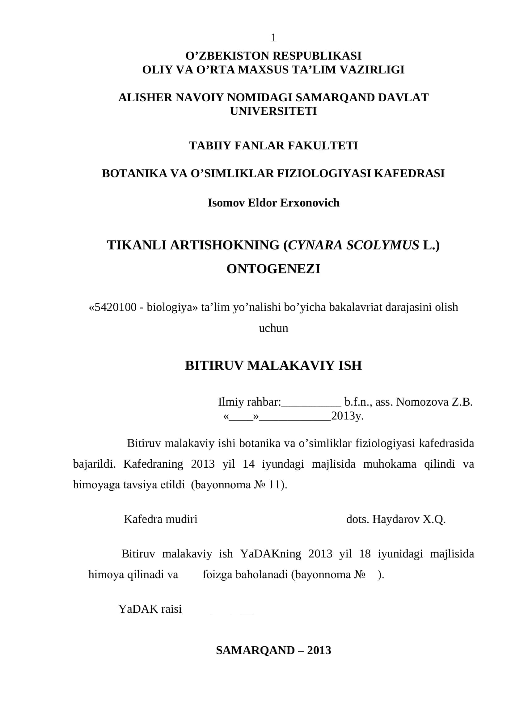 Tikkanli artishokning ontogenezi 1