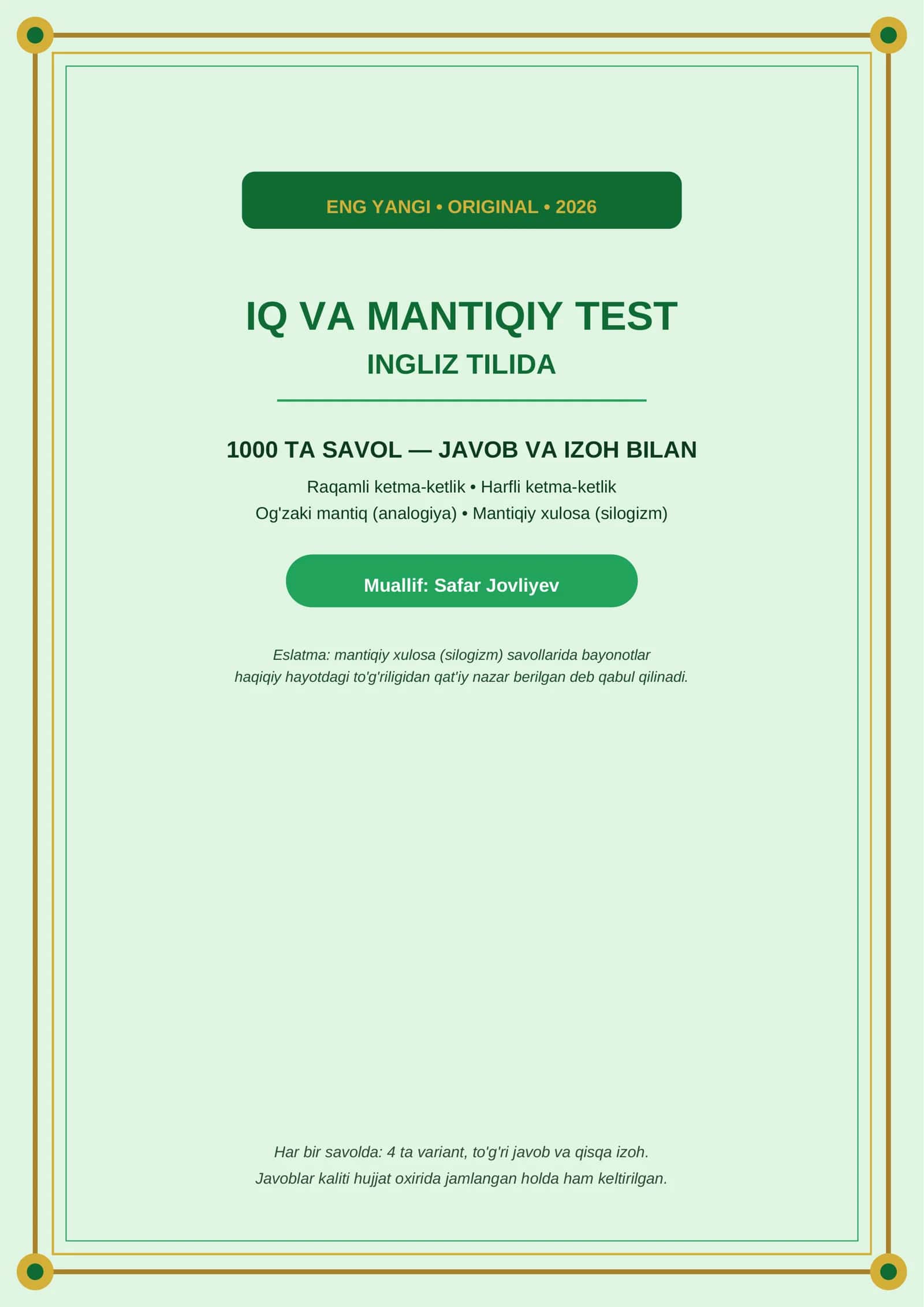IQ VA MANTIQIY TEST 2026 1