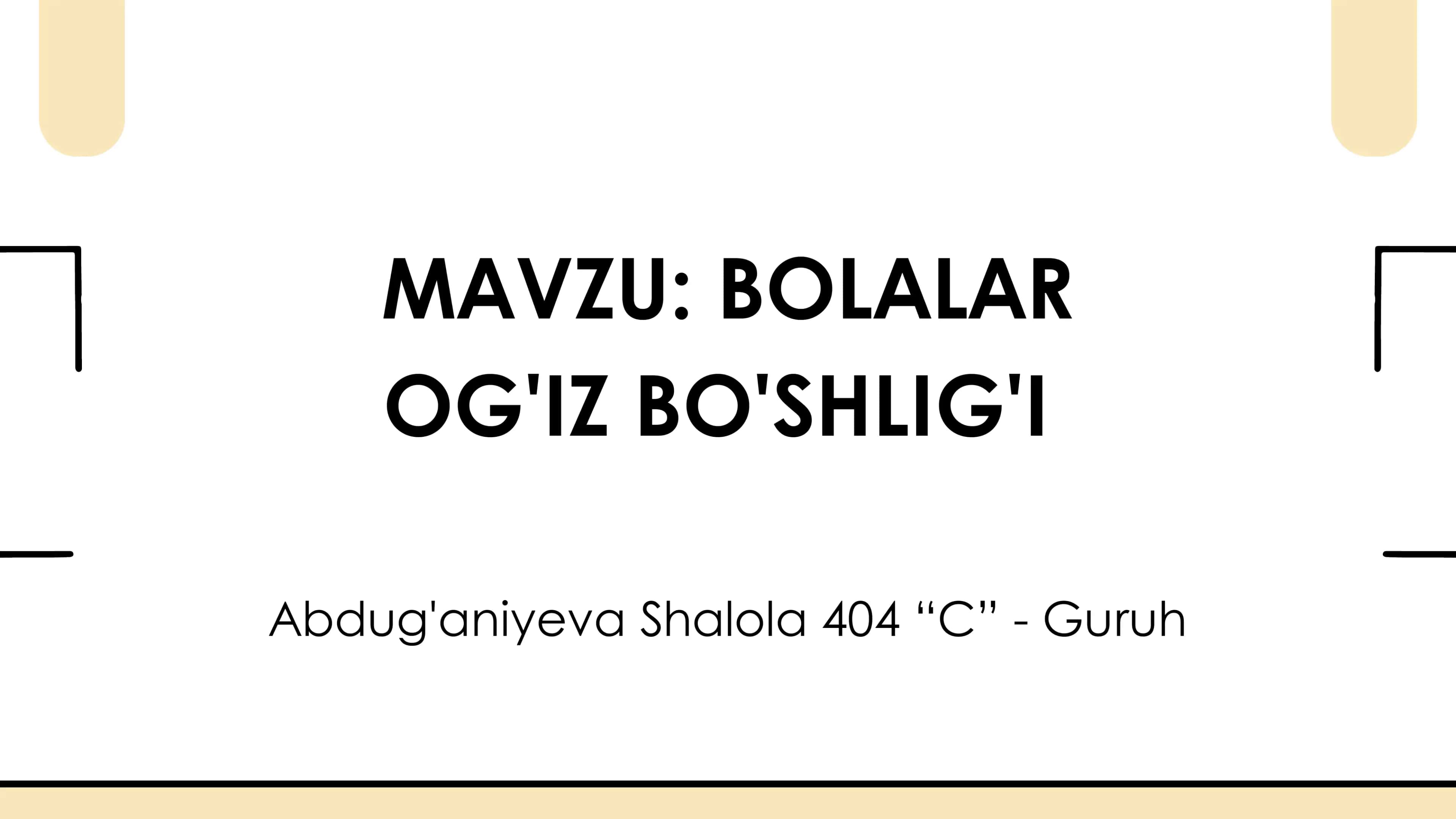 OG'IZ BO'SHLIG'I 1