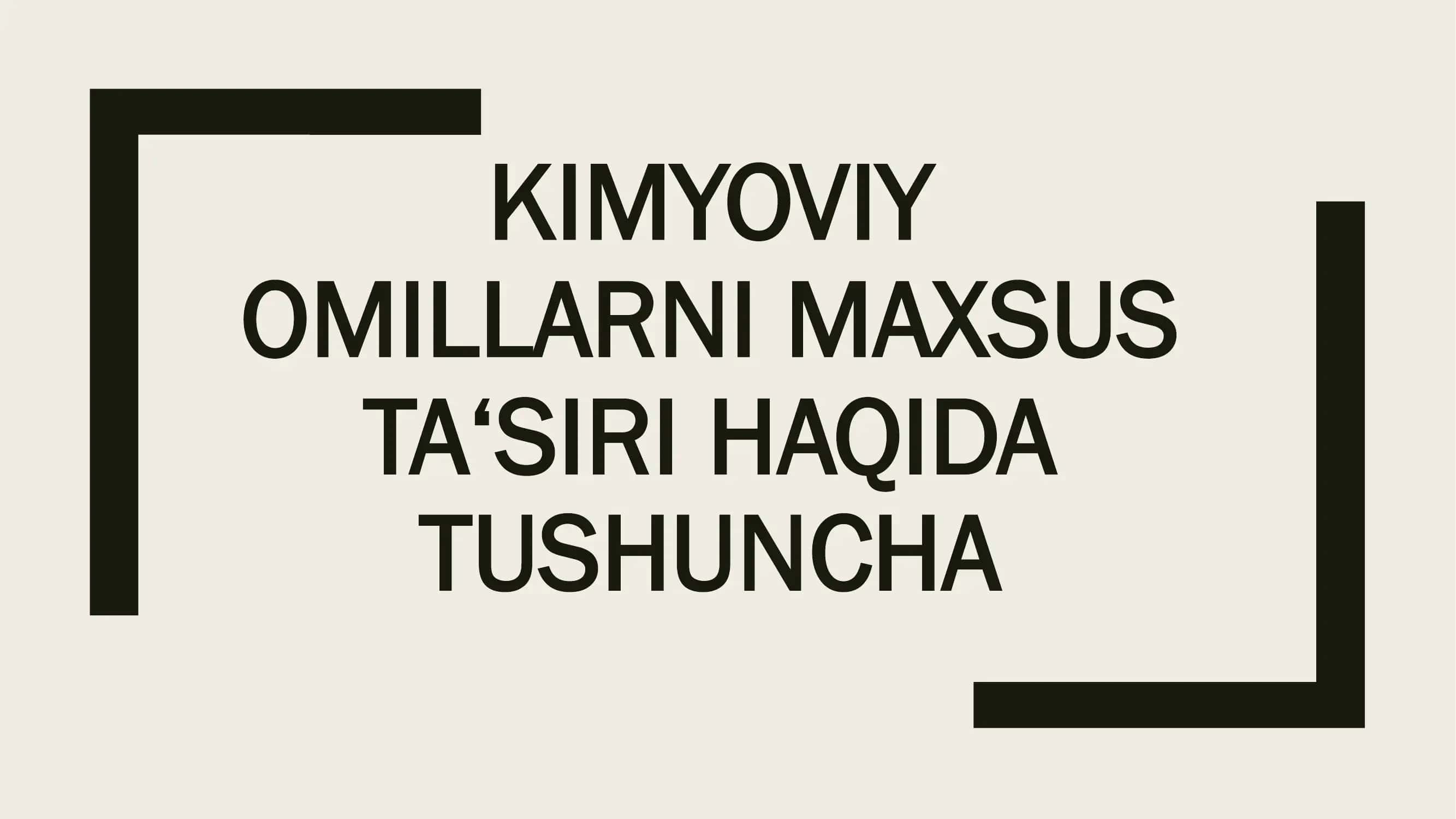 Kimyoviy omillarni maxsus ta'siri 1