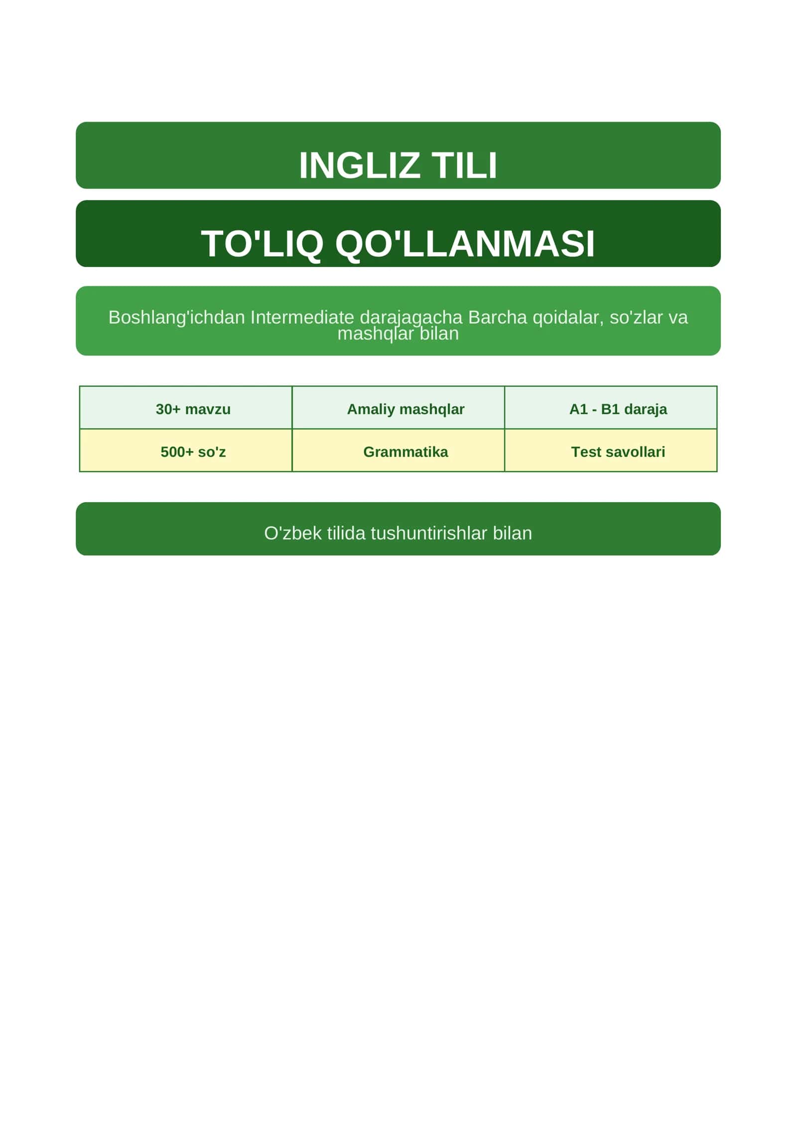 English tilidan A1 daraja uchun qoʻllanma 1