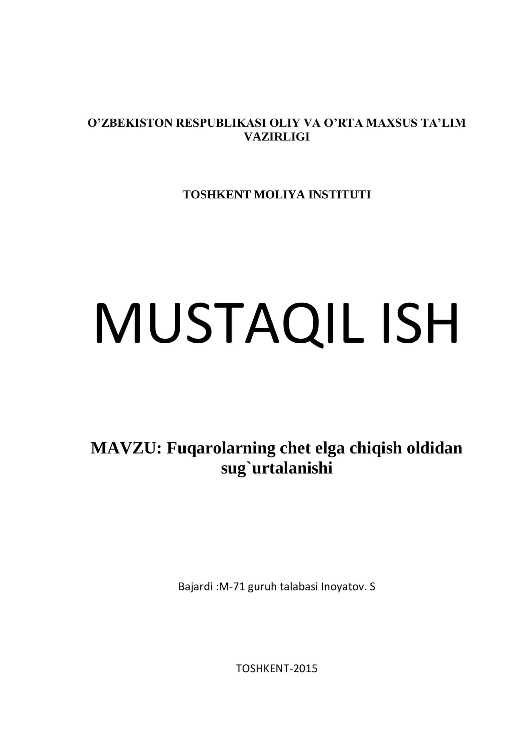 Fuqarolarning chet elga chiqish oldidan sug`urtalanishi 1