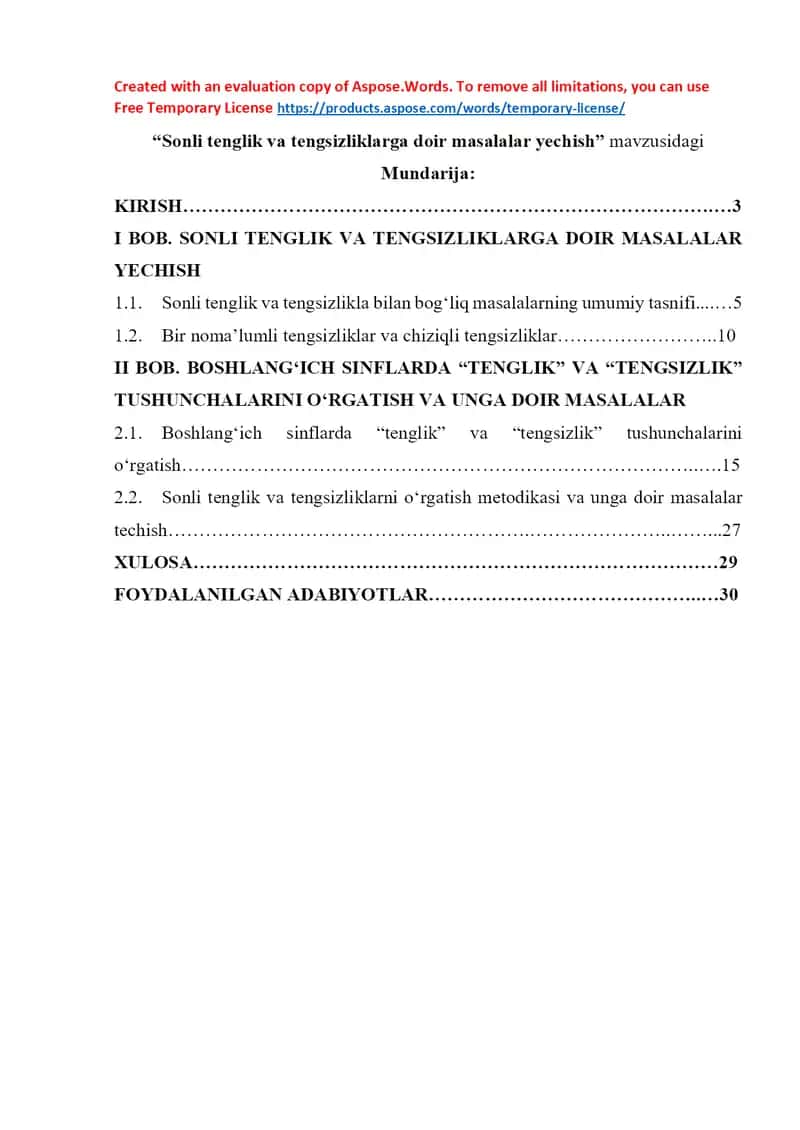 Sonli tenglik va tengsizliklarga doir masalalar yechish 1