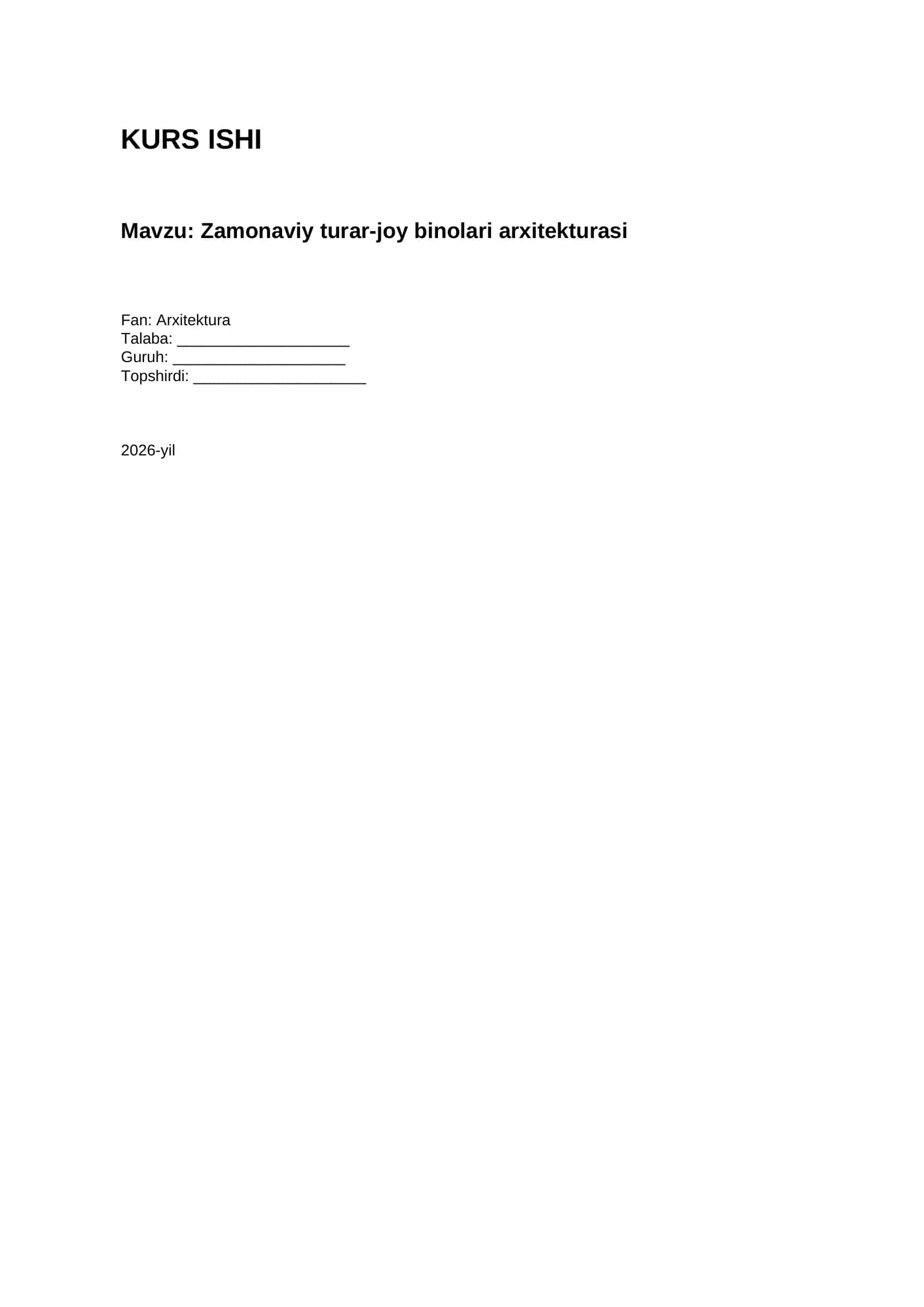 Zamonaviy turar-joy binolari arxitekturasi 1
