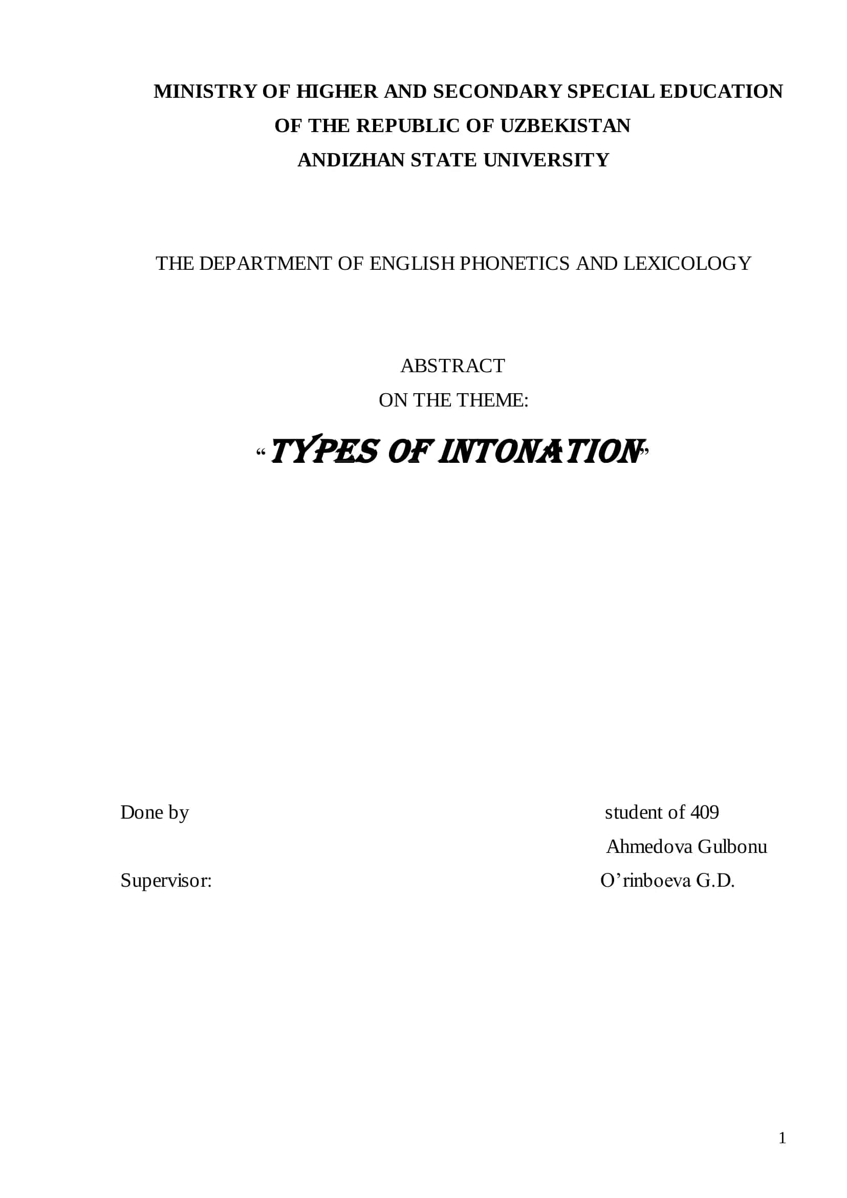 Types of intonation 1