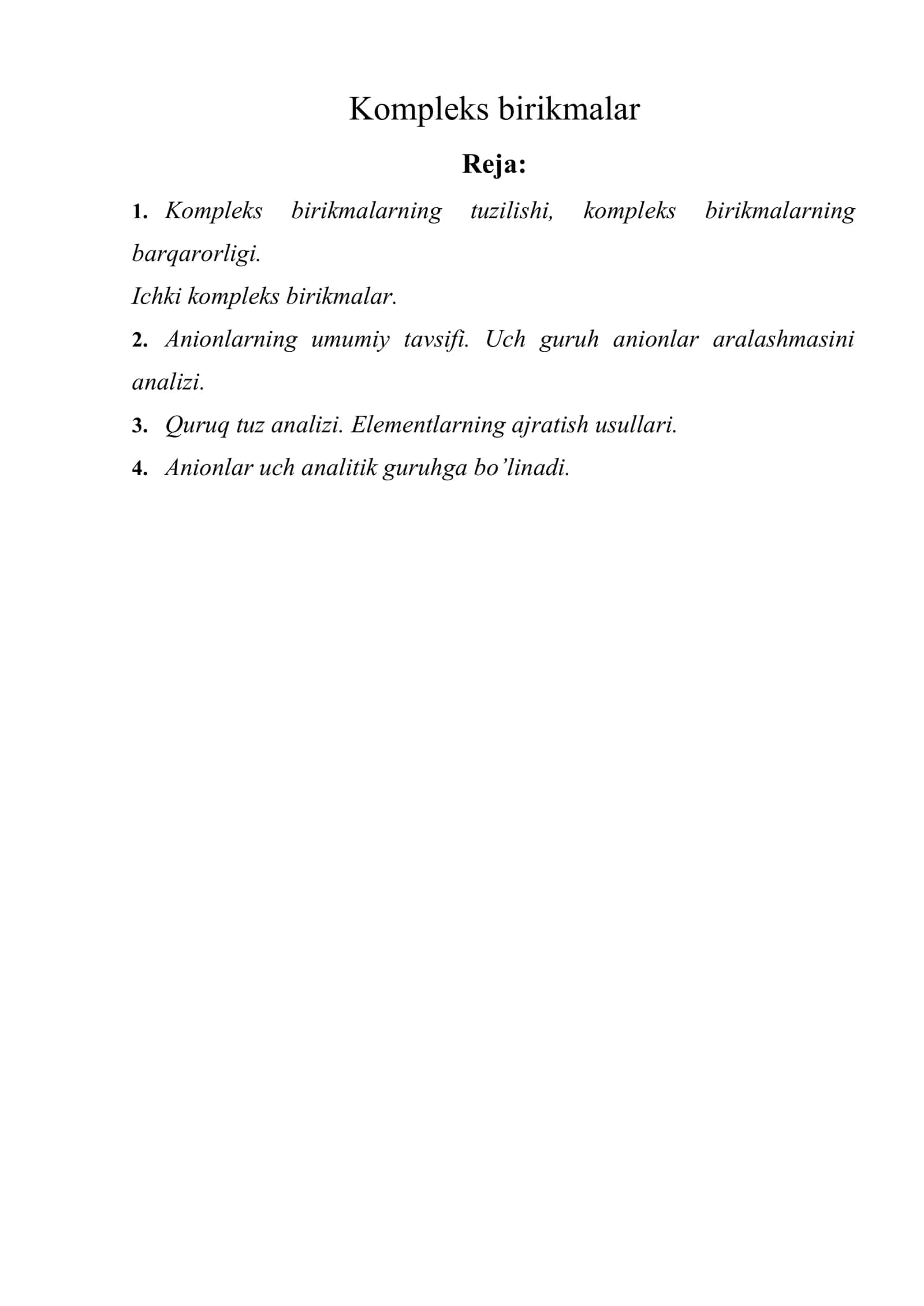 Komplеks birikmalar 1