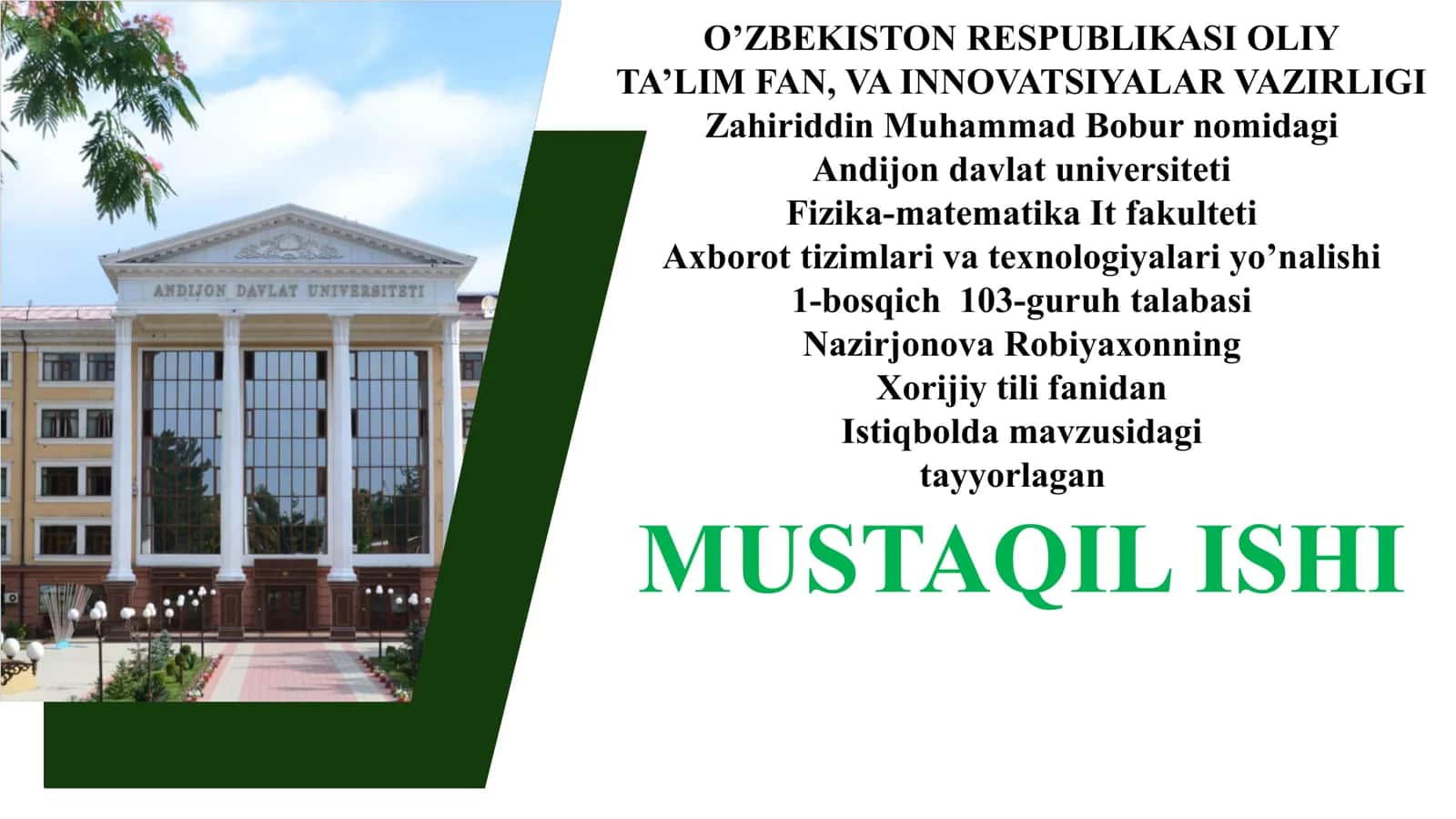 Istiqbolda Kirish 1