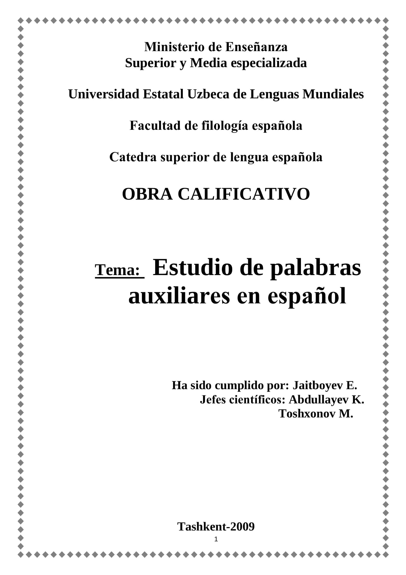 Estudio de palabras auxiliares en español 1