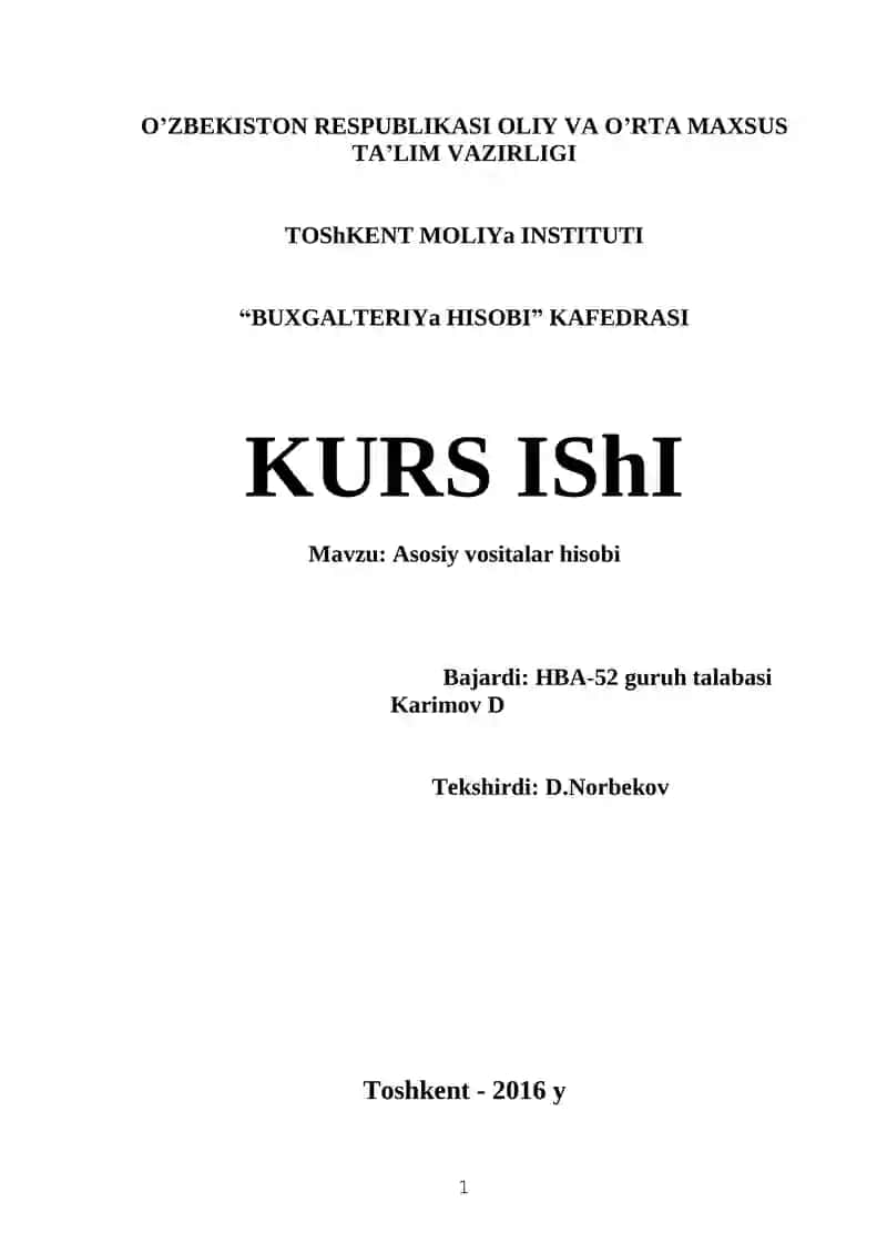 Asosiy vositalar hisobi