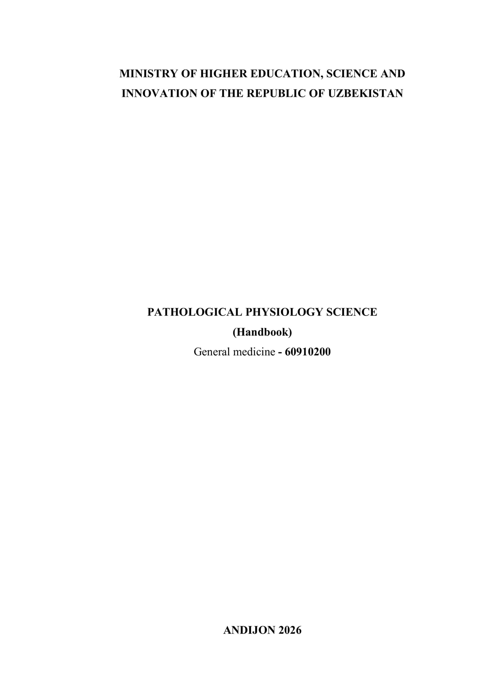 PATHOLOGICAL PHYSIOLOGY SCIENCE 1