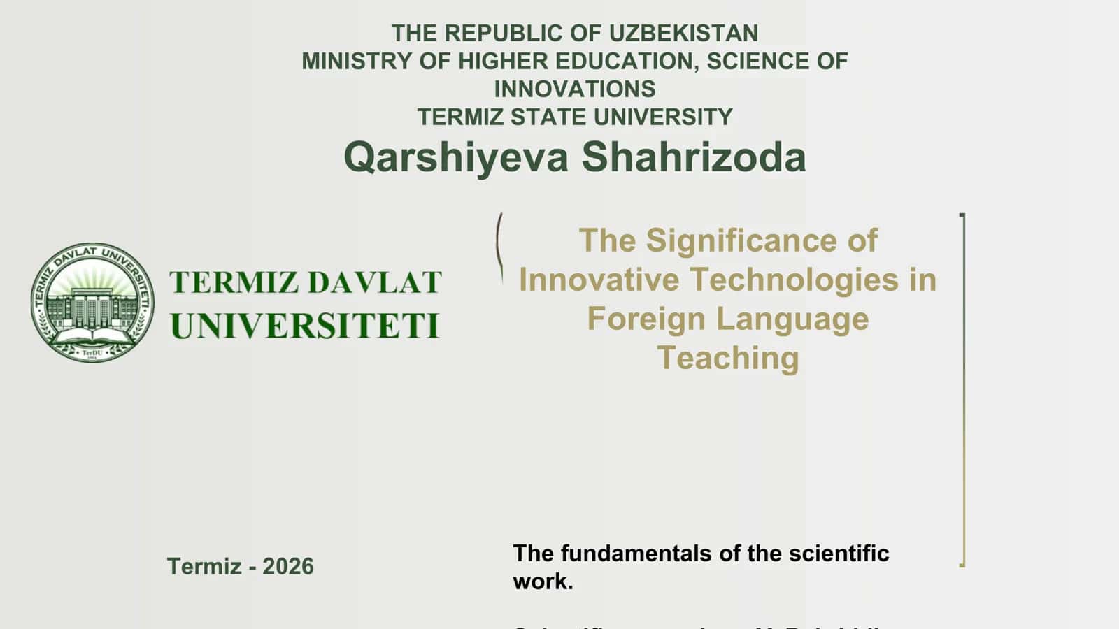 The Significance of Innovative Technologies in Foreign Language Teaching 1
