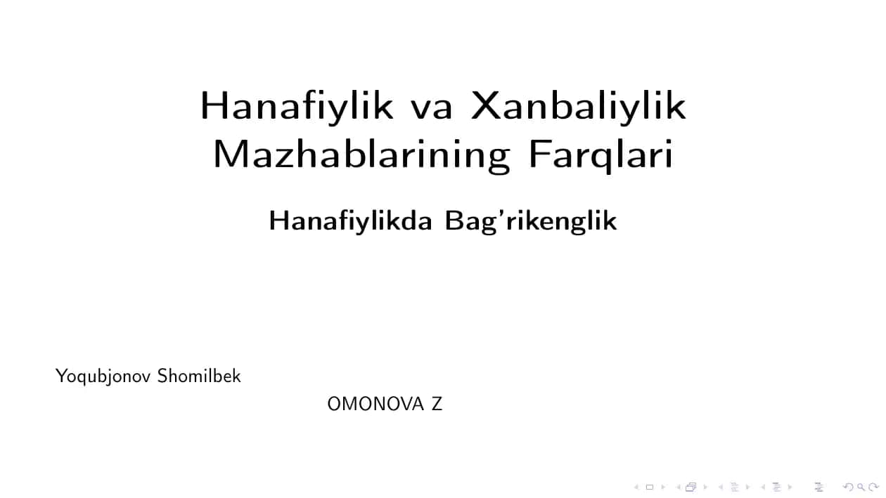 Hanafiylik va Xanbaliylik 1