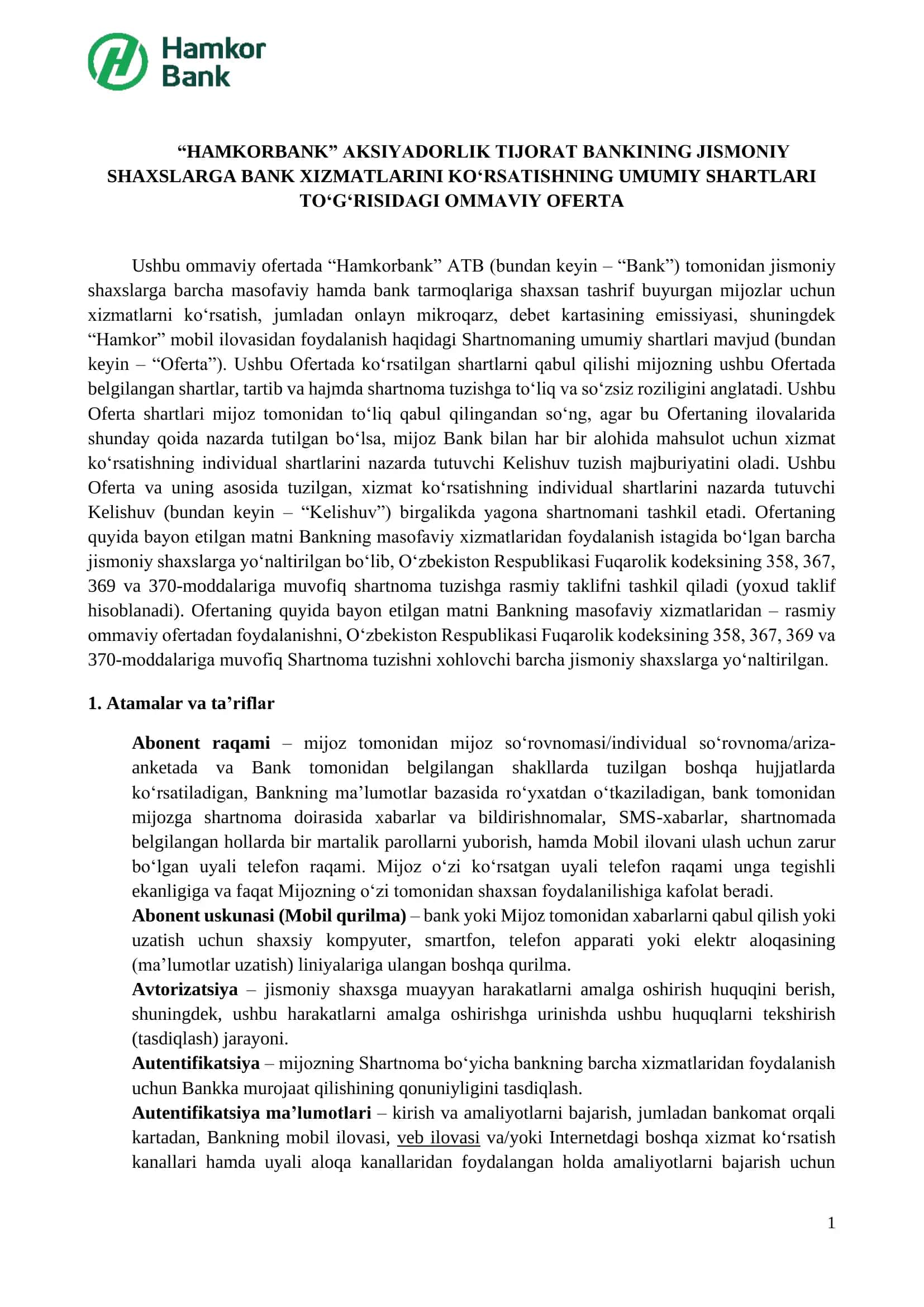 Bank Xizmatlari Ofertasi 1