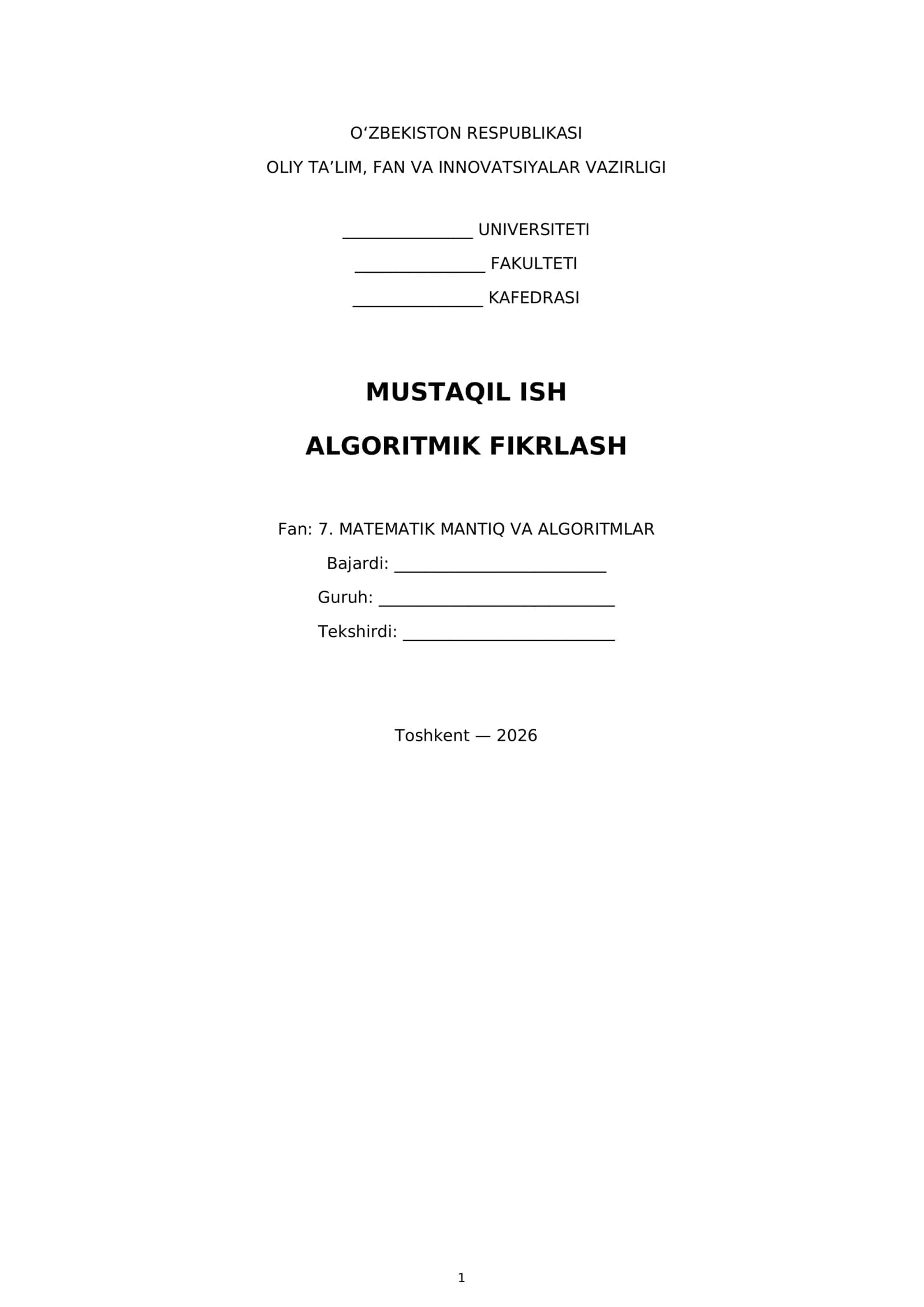 Algoritmik Fikrlash 1