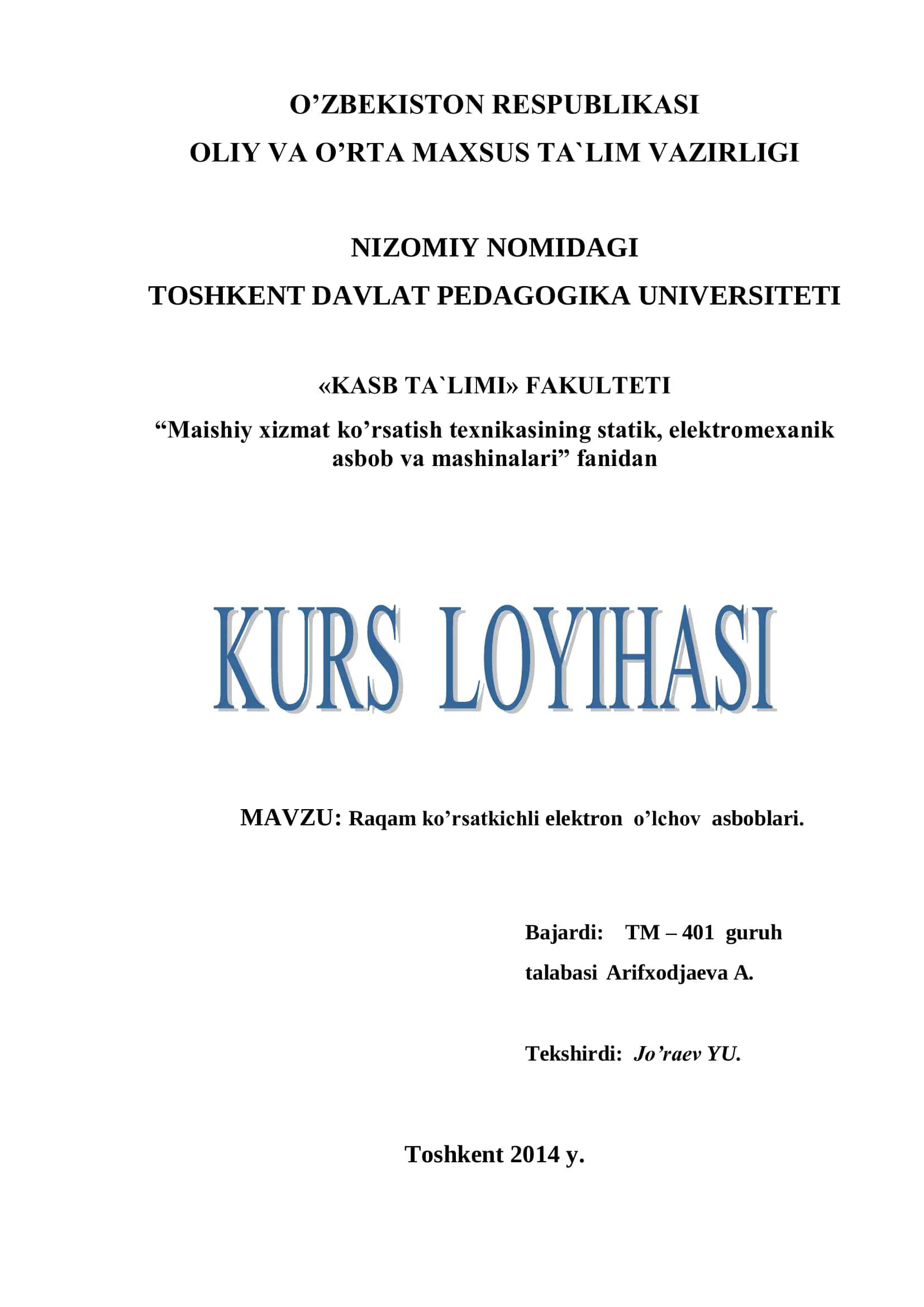 Raqam ko’rsatkichli elektron o’lchov asboblari 1