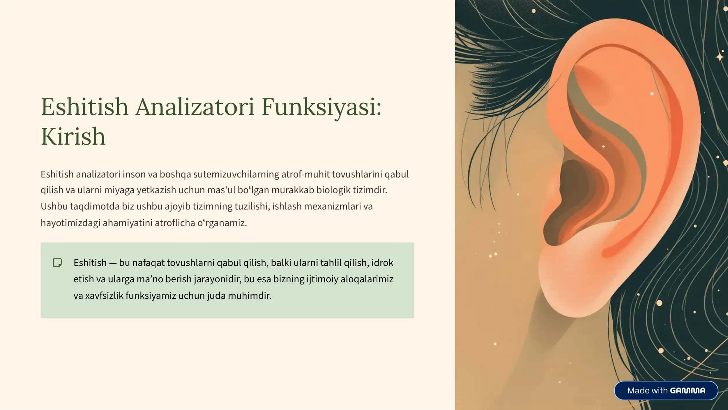 Eshitish Analizatori Funksiyasi 1