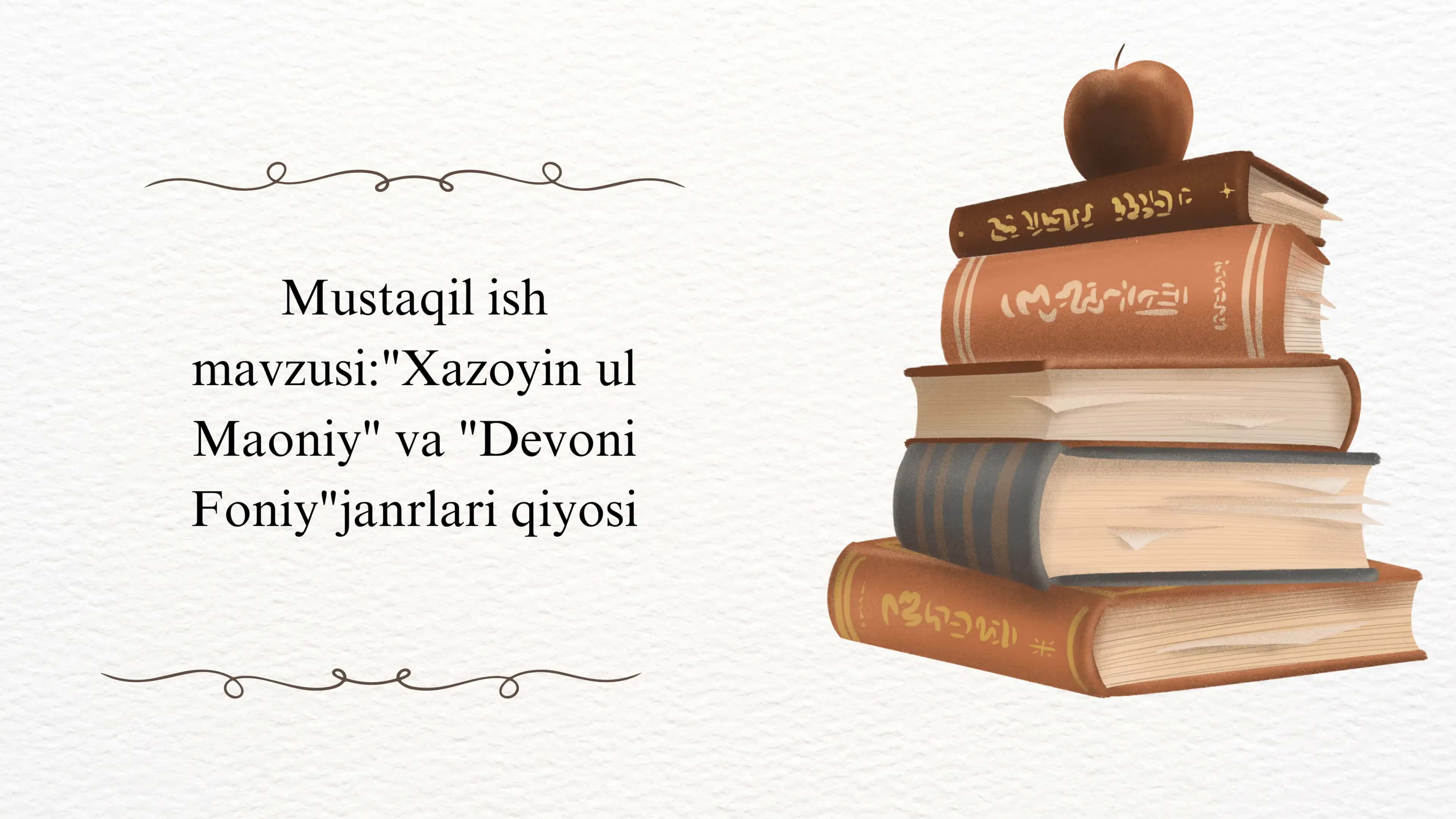 Xazoyin ul Maoniy va Devoni Foniyjanrlari qiyosi 1