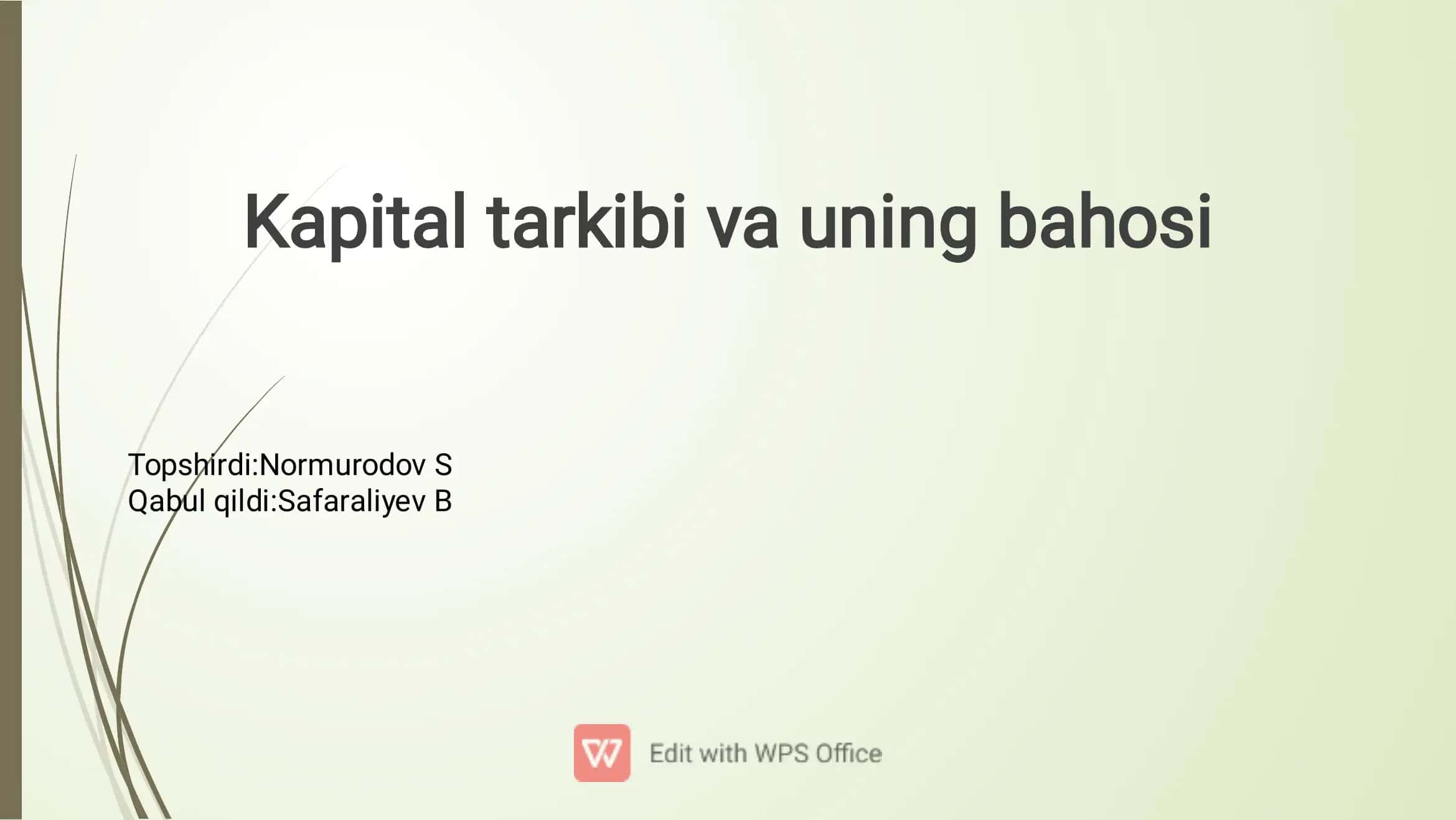 Kapital tarkibi va uning bahosi 1