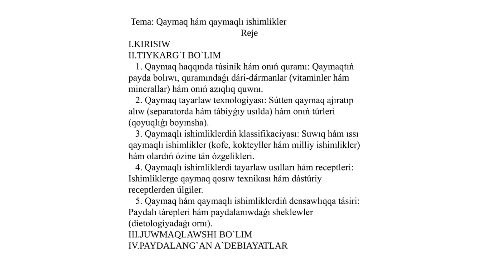 Qaymaq hám qaymaqlı ishimlikler 1