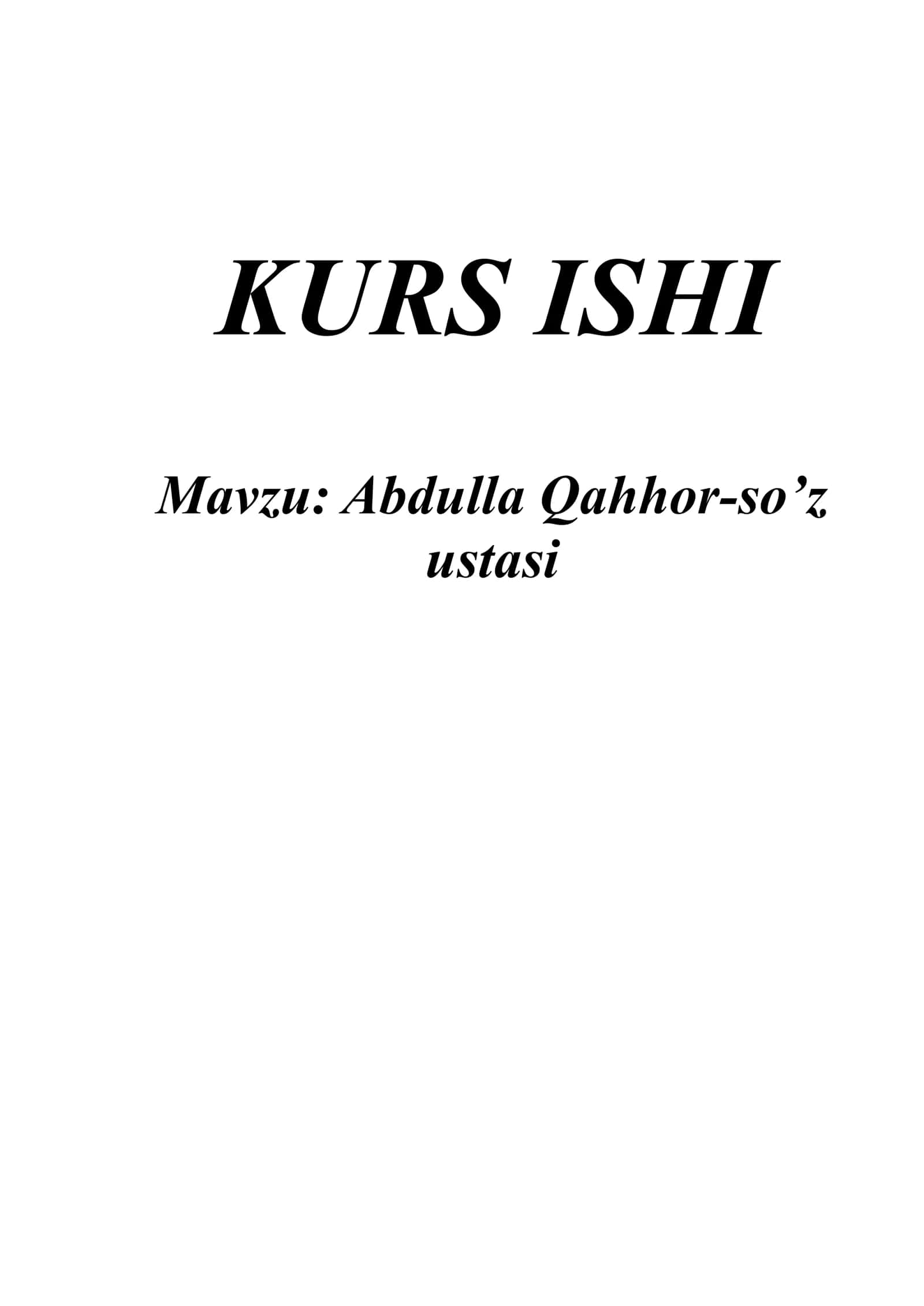 Abdulla Qahhor-so’z ustasi 1