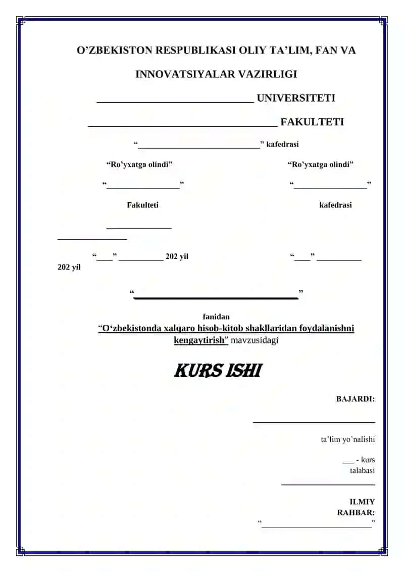 O‘zbekistonda xalqaro hisob-kitob shakllaridan foydalanishni kengaytirish