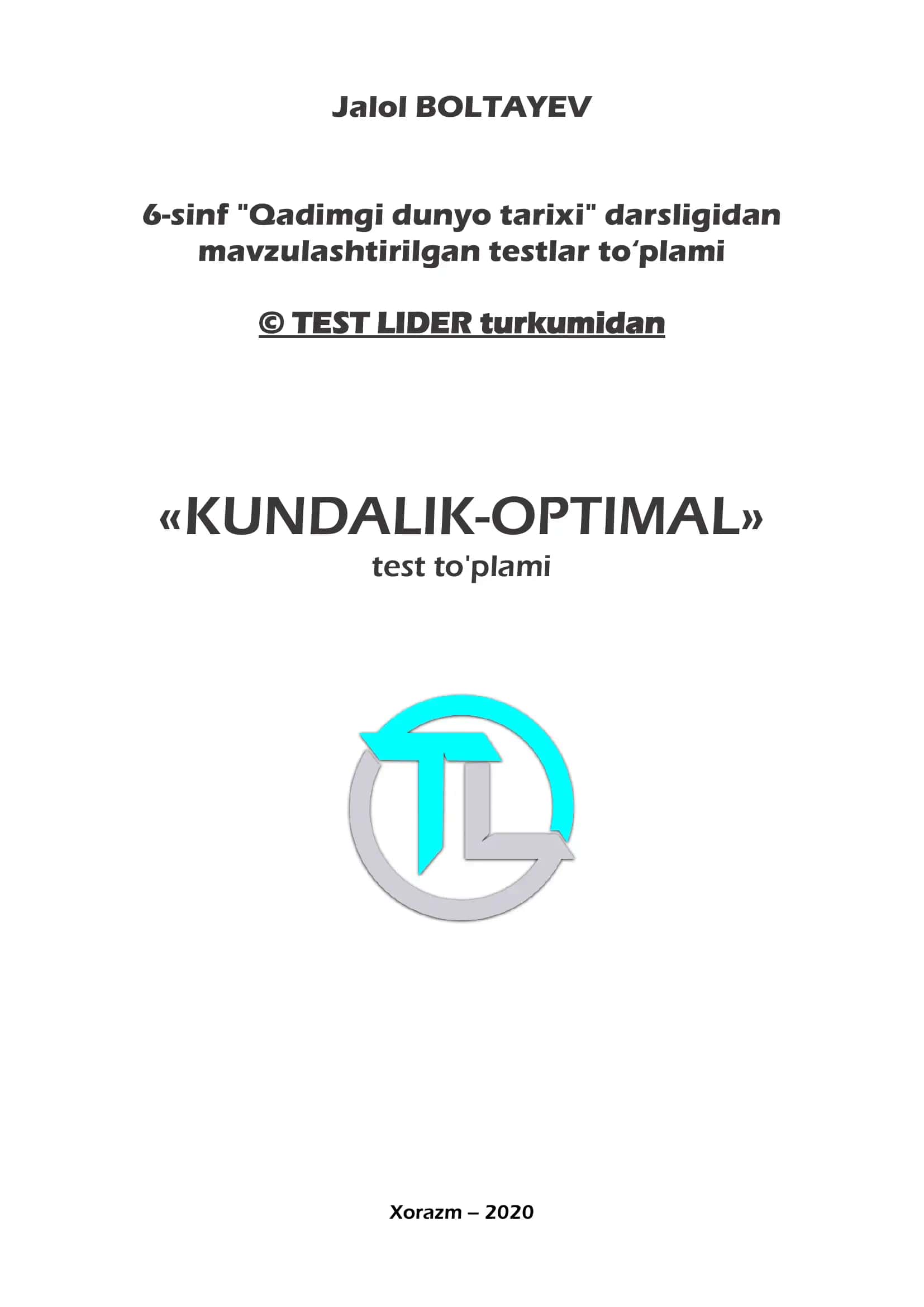 Qadimgi dunyo tarixi testlar to‘plami 1