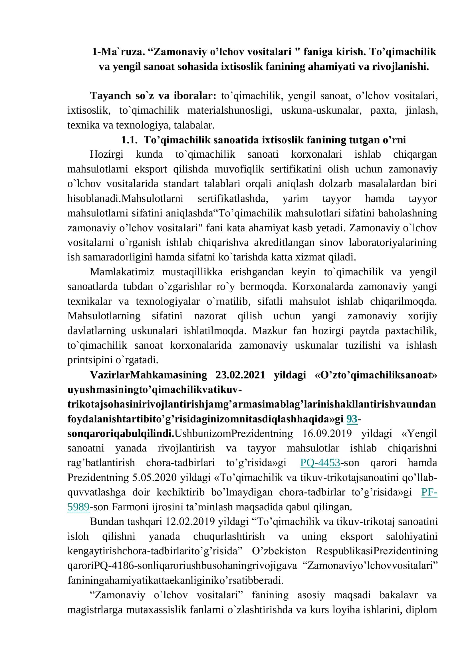 Zamonaviy o’lchov vositalari 1