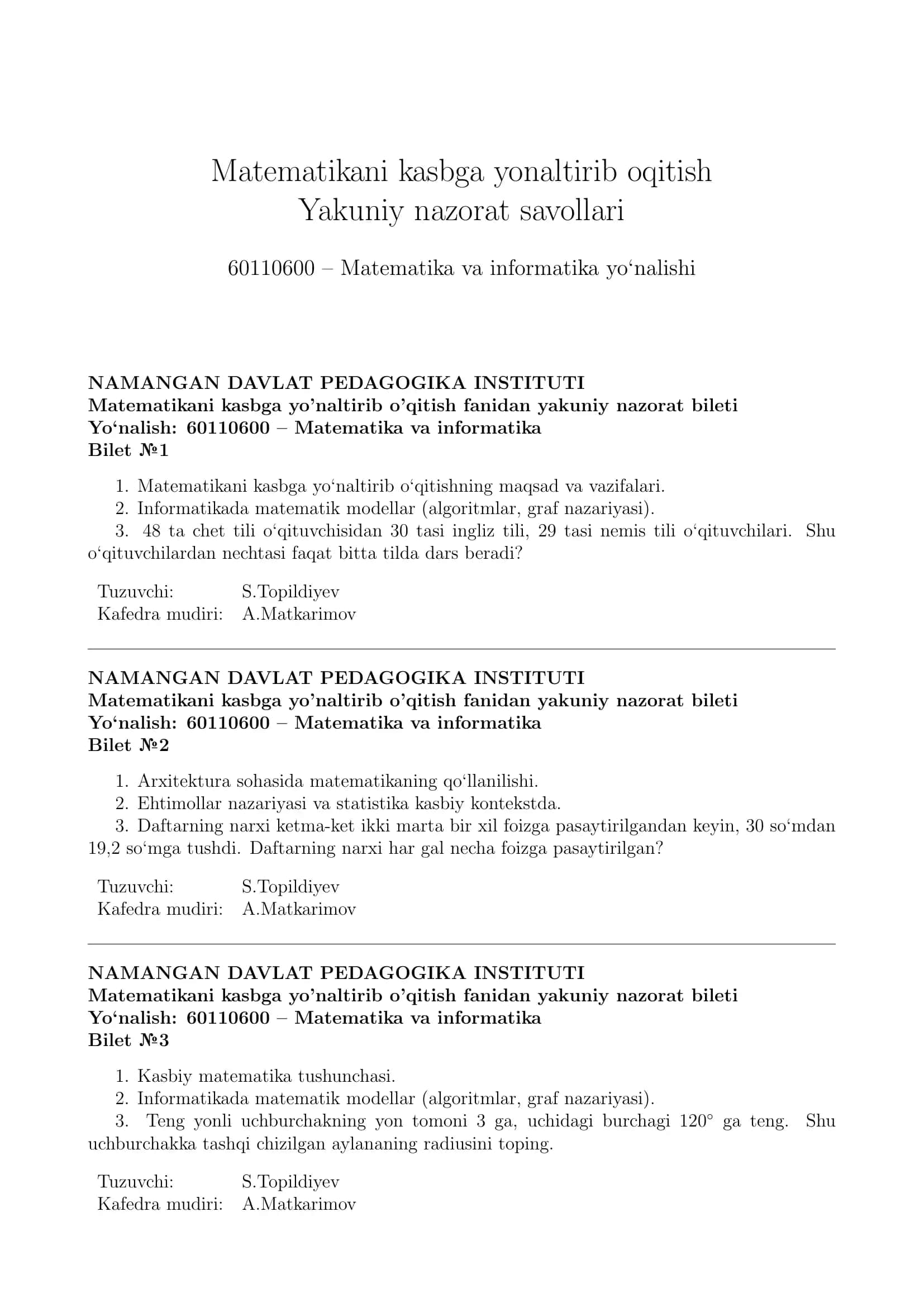 Matematikani kasbga yo'naltirib o'qitish Yakuniy_nazorat_savollari 1