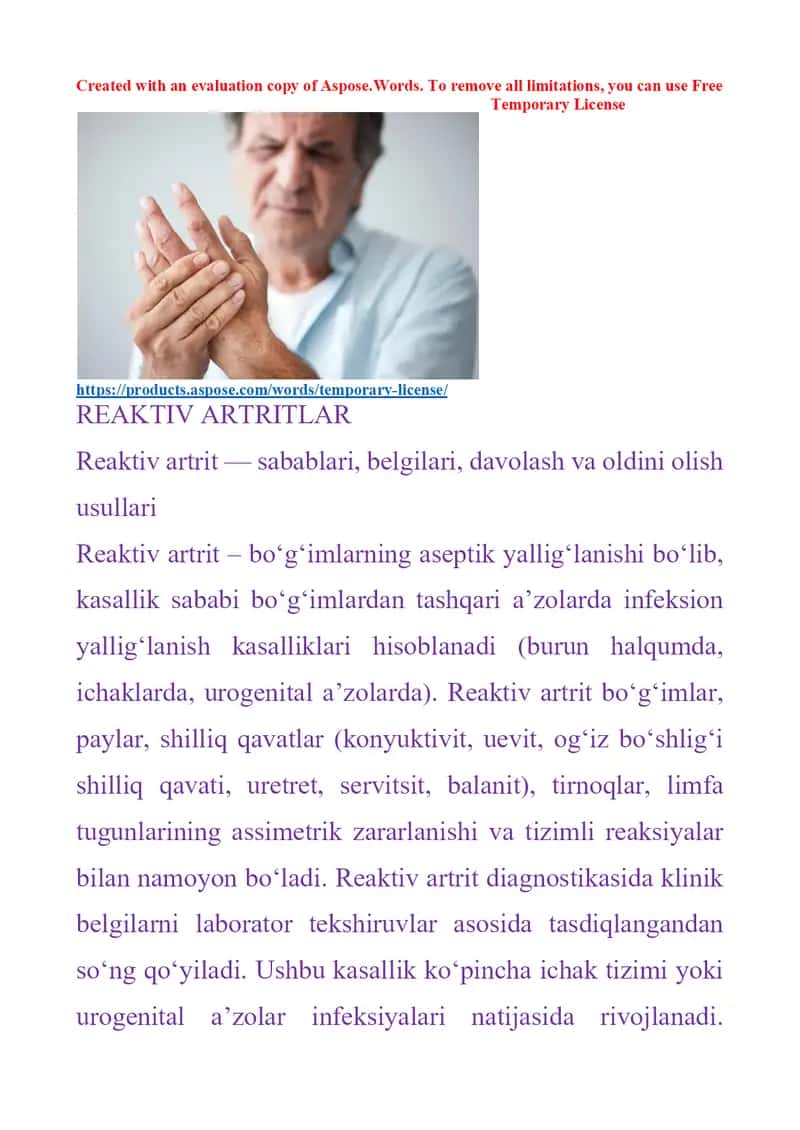 Reaktiv artritlar 1
