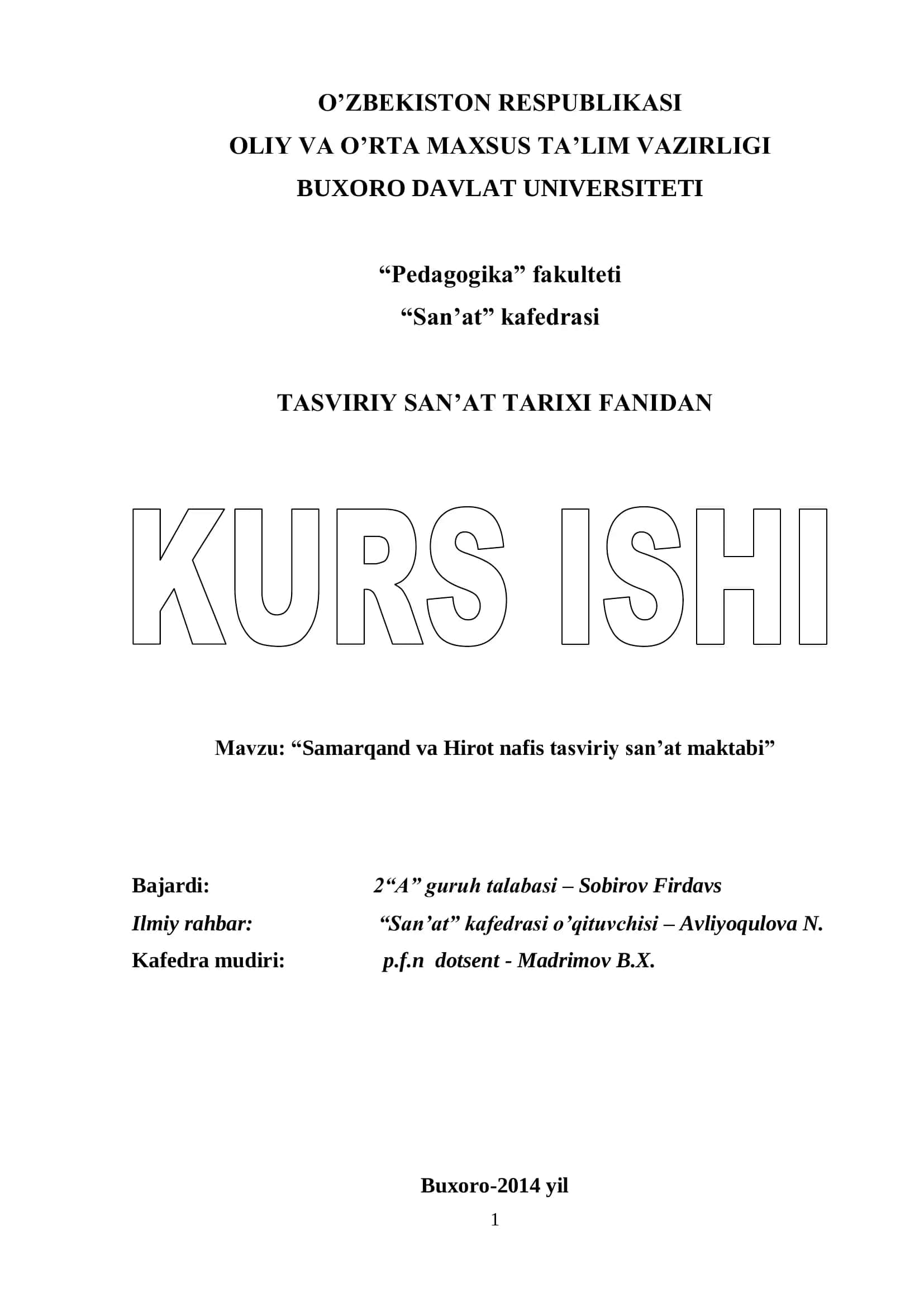 Samarqand va Hirot nafis tasviriy san‟at maktabi 1