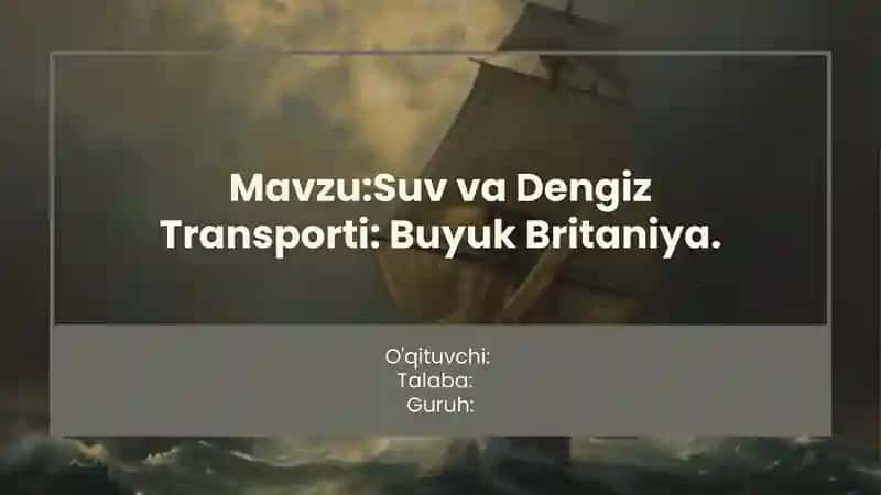 Mustaqil Ish Suv va Dengiz Transporti