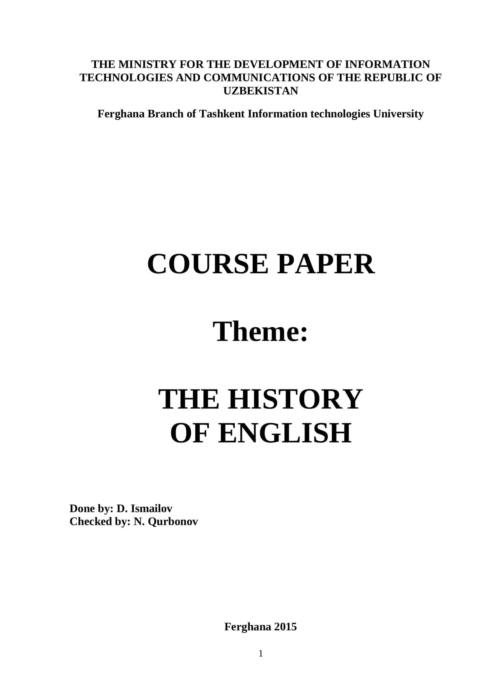 THE HISTORY OF ENGLISH 1