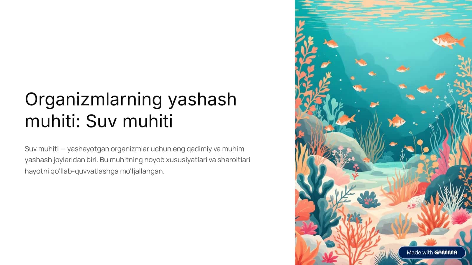 Organizmlarning yashash muhiti: Suv muhiti 1