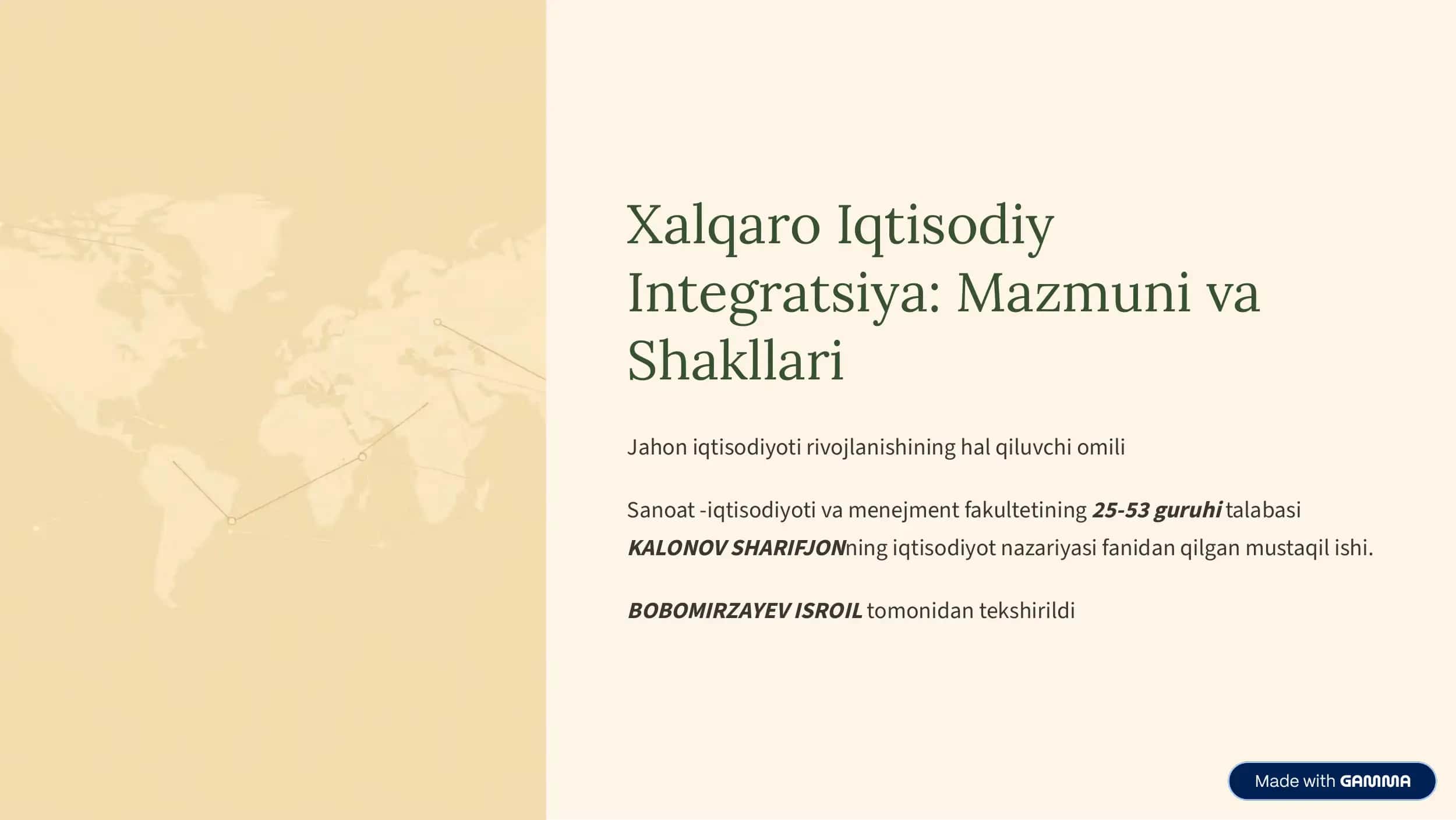 Xalqaro iqtisodiy integratsiya 1