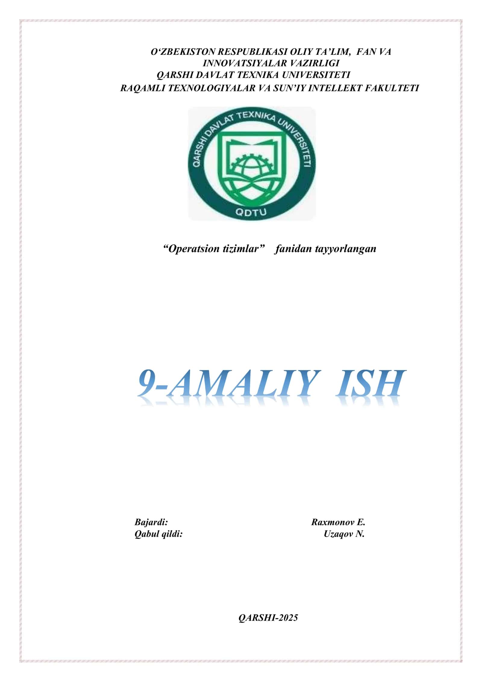 Operatsion tizimlarda fayl tizimi bilan ishlash 1